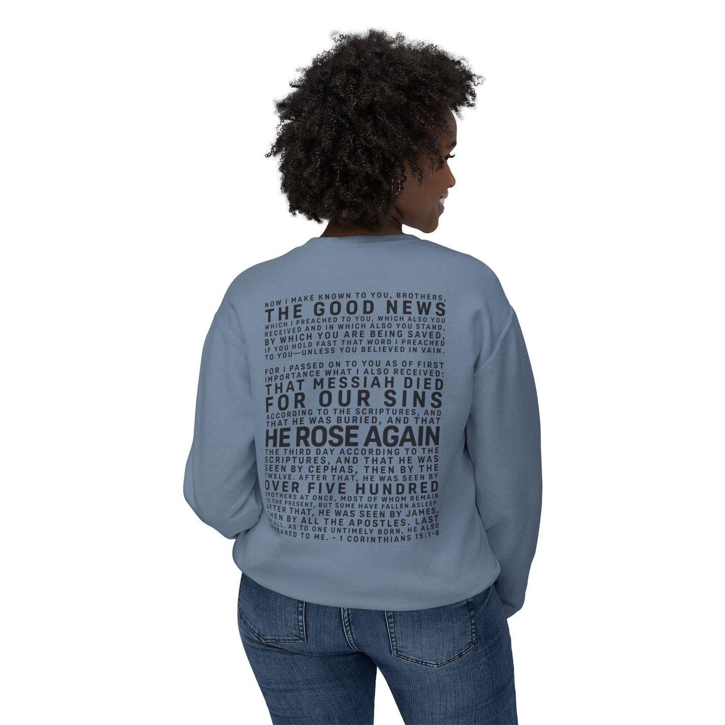 The Gospel - Adult Unisex Crewneck Sweatshirt - Back Text, Dark Lettered Edition - (12 Colors)