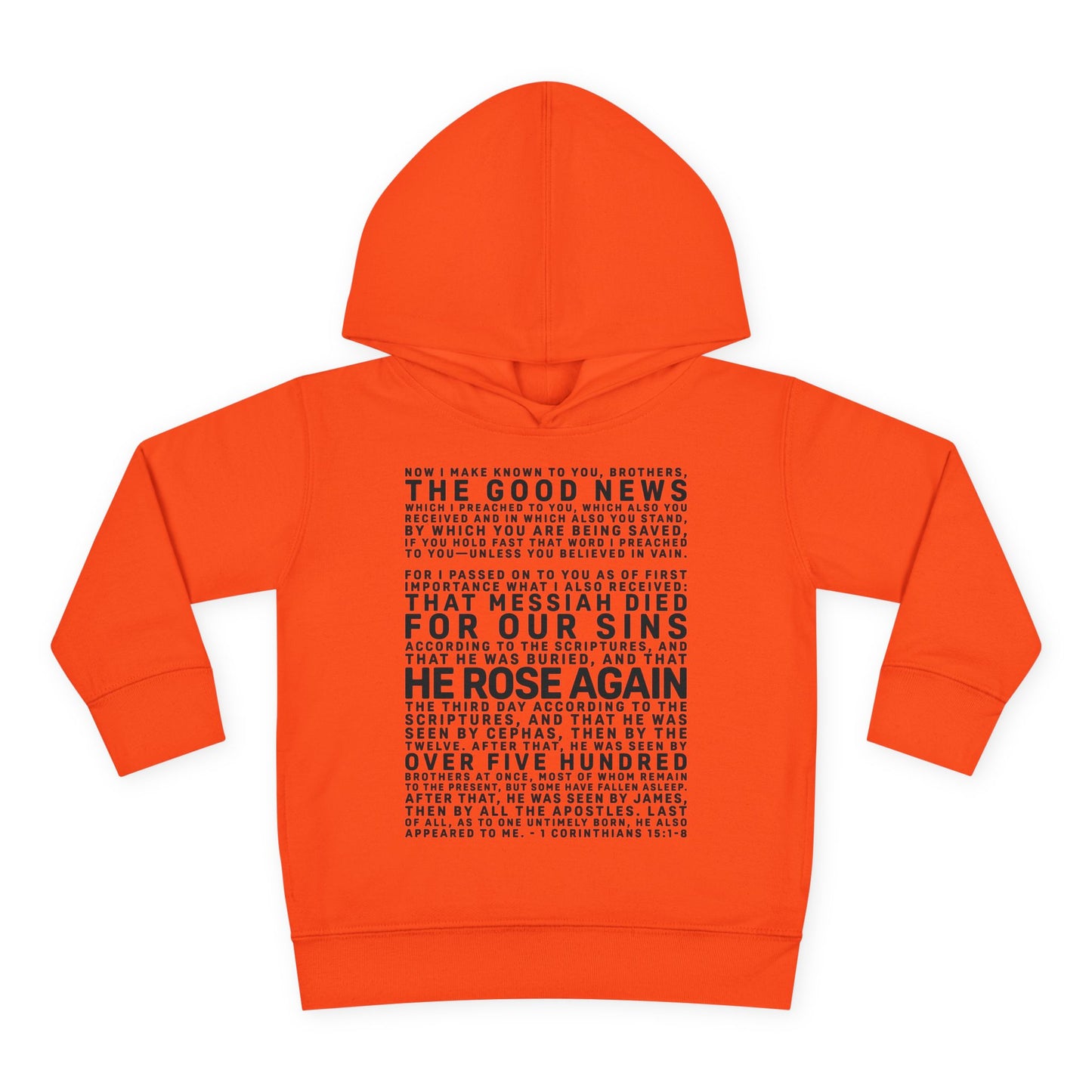 The Gospel - Toddler Pullover Hoodie - Front Text, Dark Lettered Edition - (13 Colors)