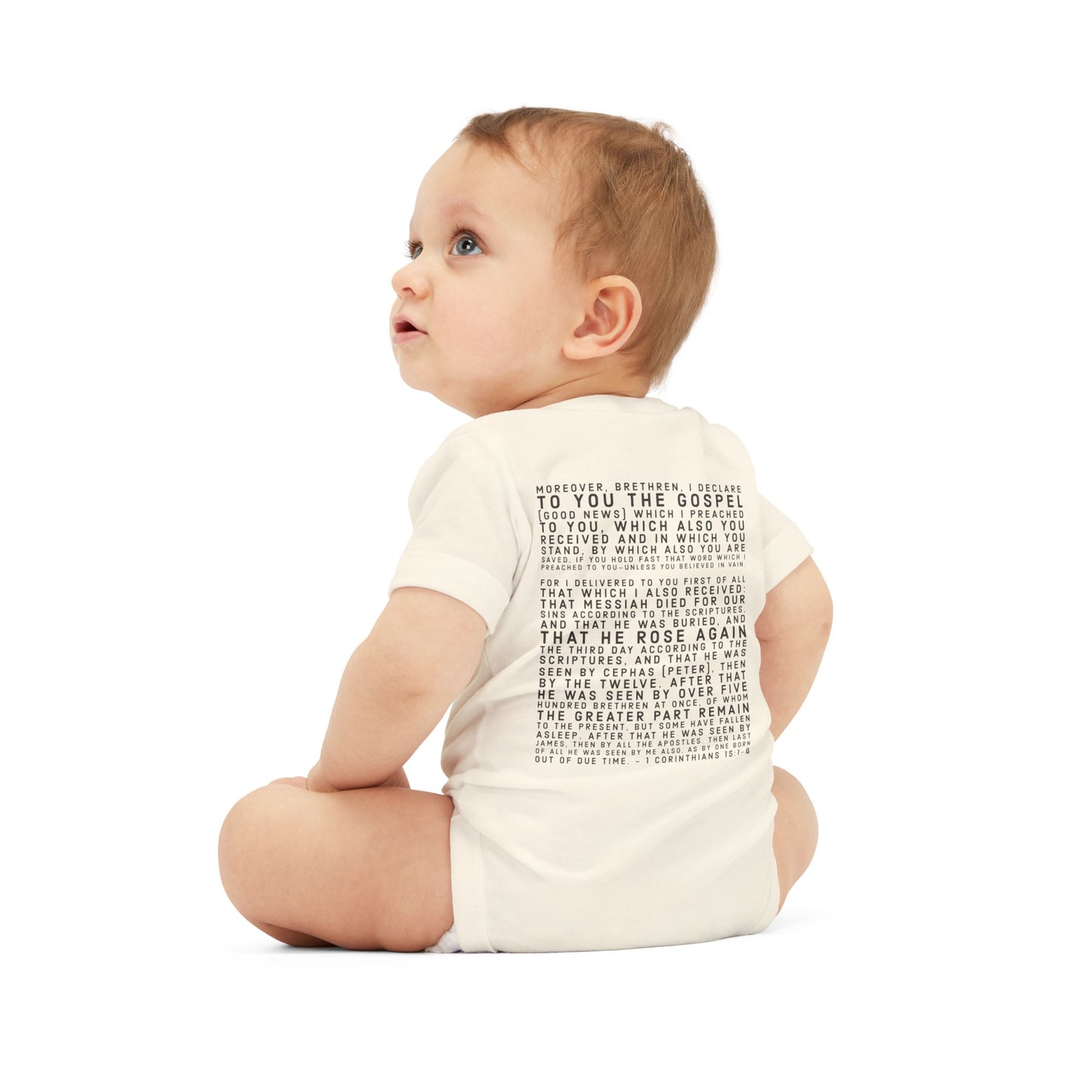 'I declare to you the gospel' - Back Text, Dark Lettered Edition - (7 Color Options) - Infant Jersey One Piece