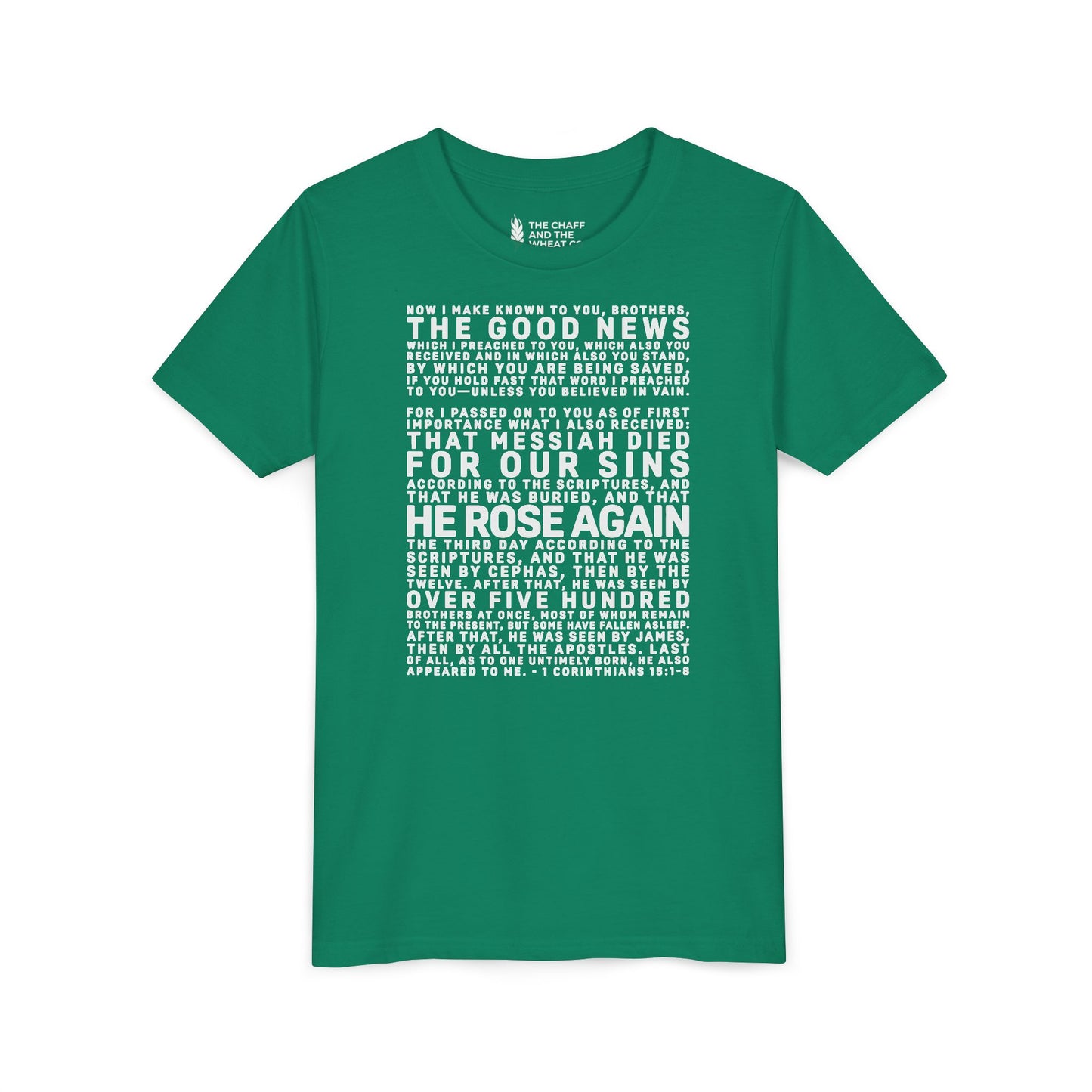 The Gospel - Youth Short Sleeve Tee - Back Text, Light-Lettered Edition - (22 Colors)