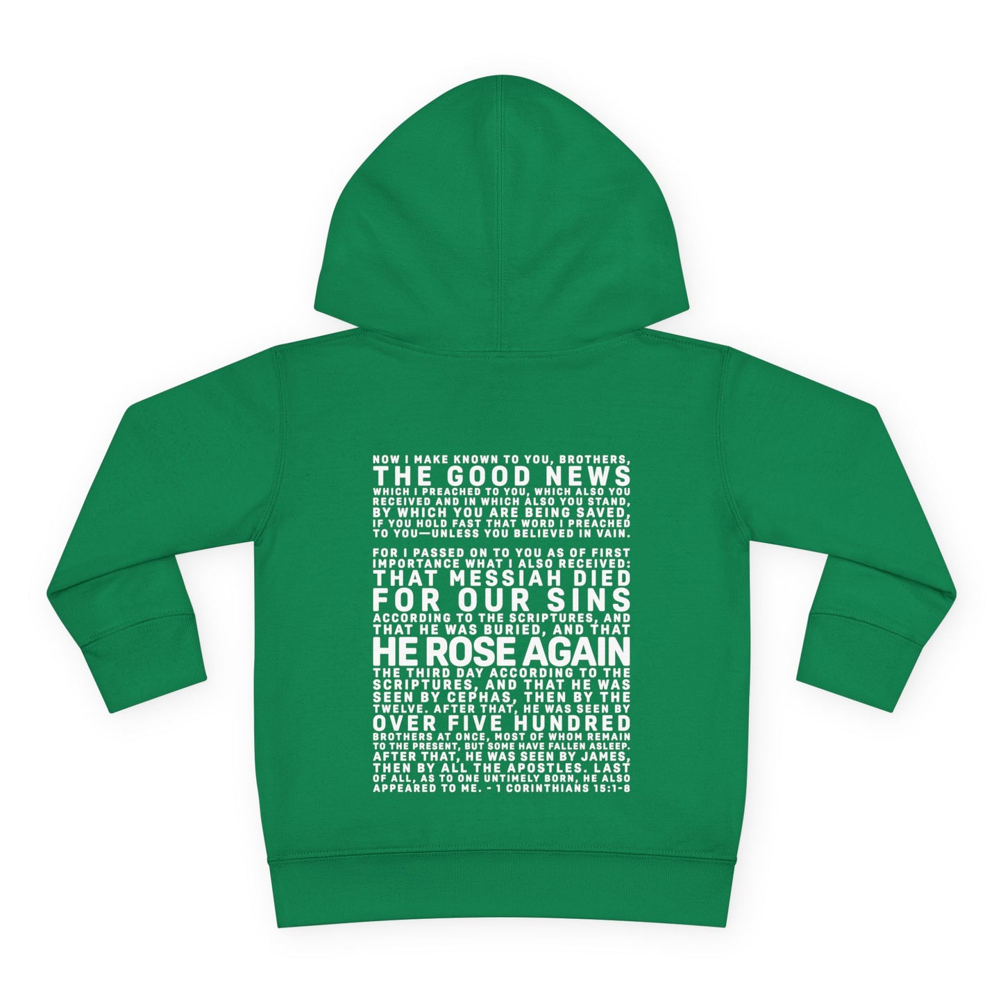 The Gospel - Toddler Pullover Hoodie - Back Text, Light Lettered Edition - (15 Colors)