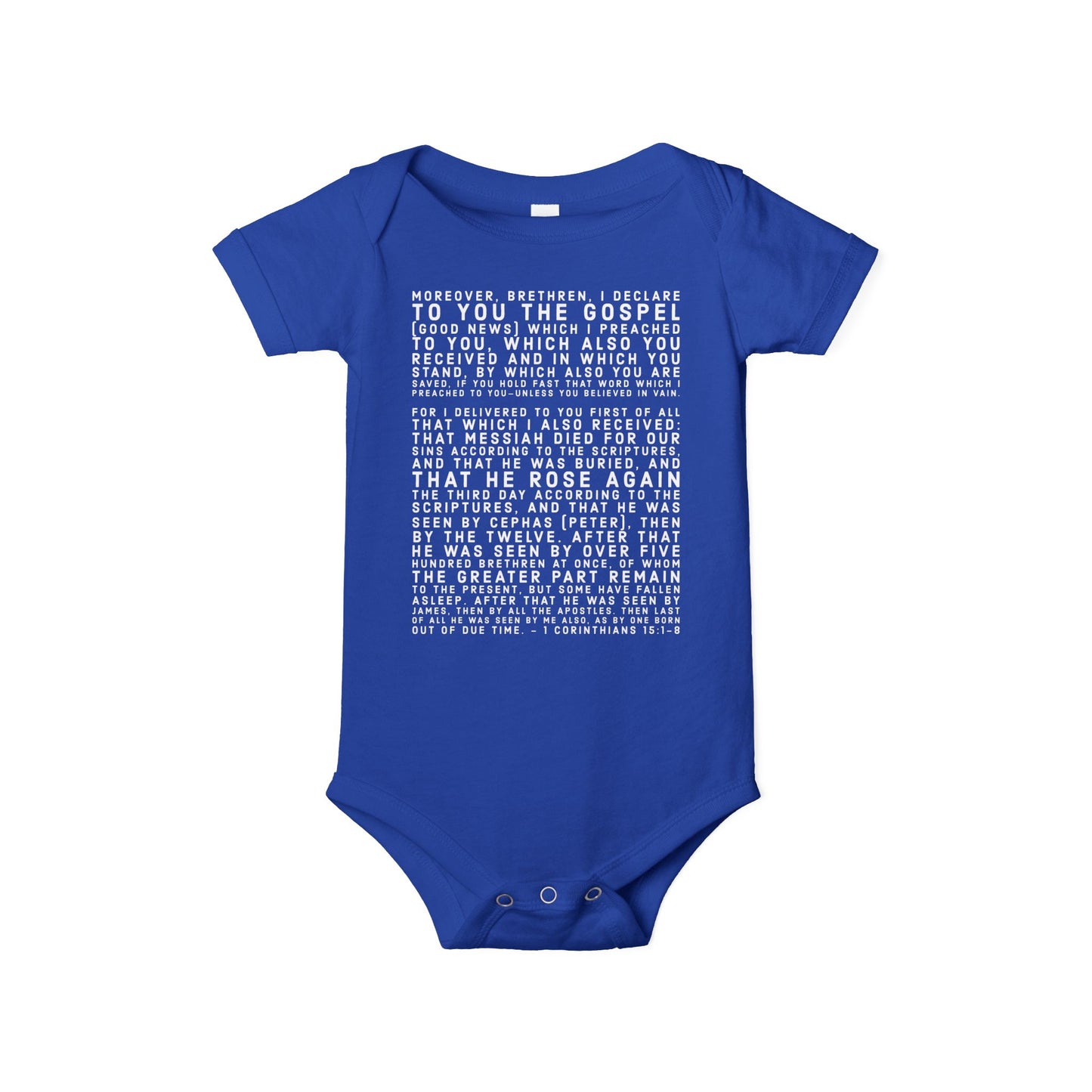 'I declare to you the gospel' - Front Text, Light Lettered Edition - (8 Color Options) - Infant Jersey One Piece