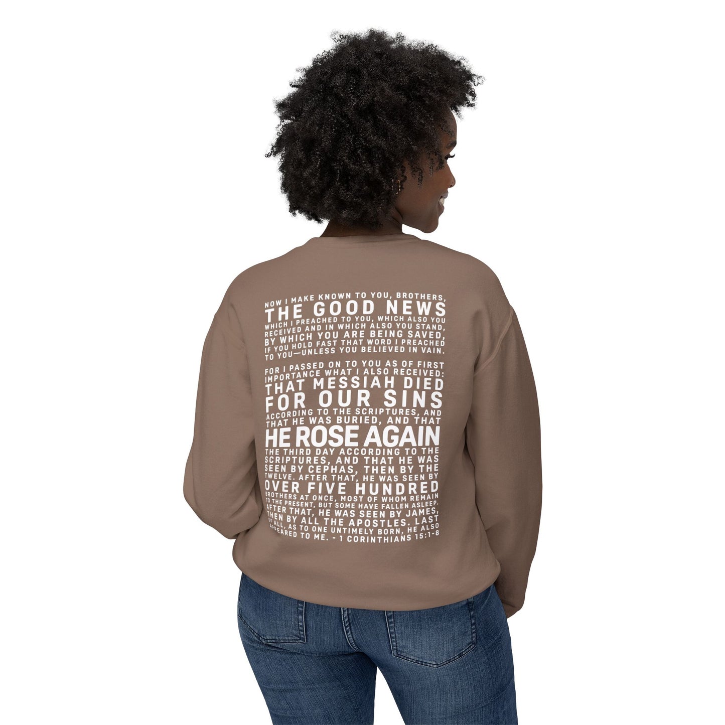 The Gospel - Adult Unisex Crewneck Sweatshirt - Back Text, Light Lettered Edition - (11 Colors)