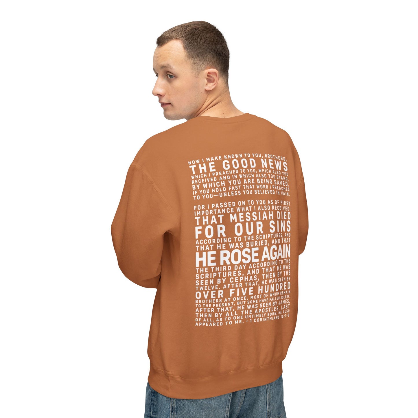 The Gospel - Adult Unisex Crewneck Sweatshirt - Back Text, Light Lettered Edition - (11 Colors)