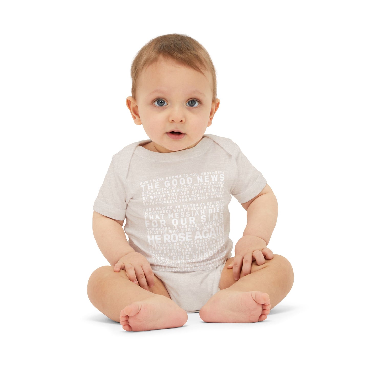 The Gospel - Infant (3M-24M) One Piece - Front Text, Light Lettered Edition - (10 Colors)