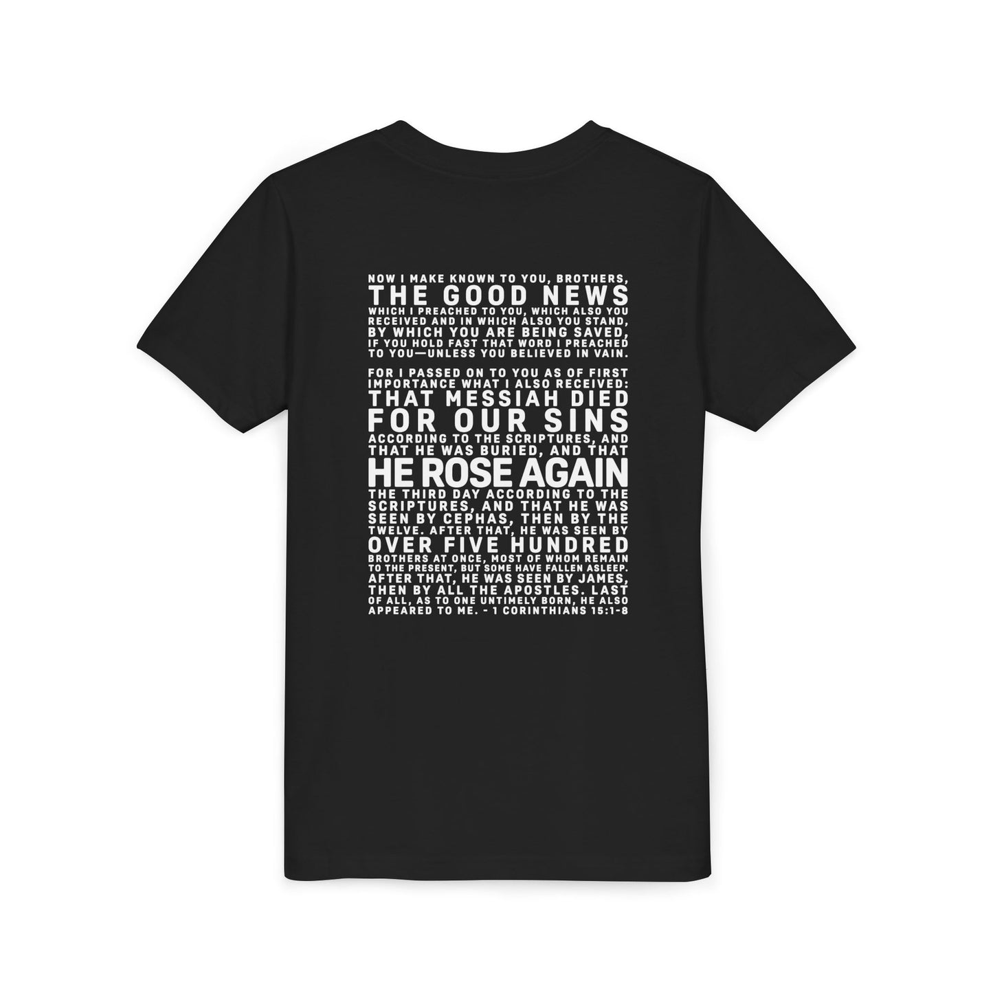 The Gospel - Youth Short Sleeve Tee - Back Text, Light-Lettered Edition - (22 Colors)