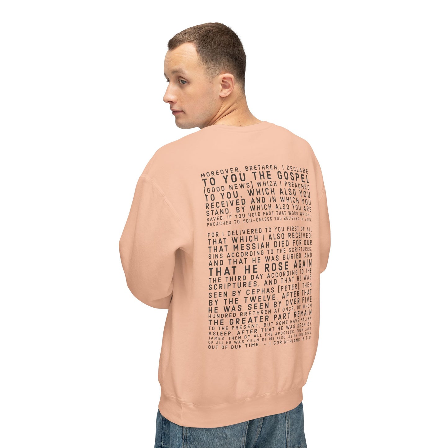 Copy of 'I declare to you the gospel' - Back Text, Dark Lettered Edition - (7 Color Options) - Adult Unisex Lightweight Crewneck Sweatshirt