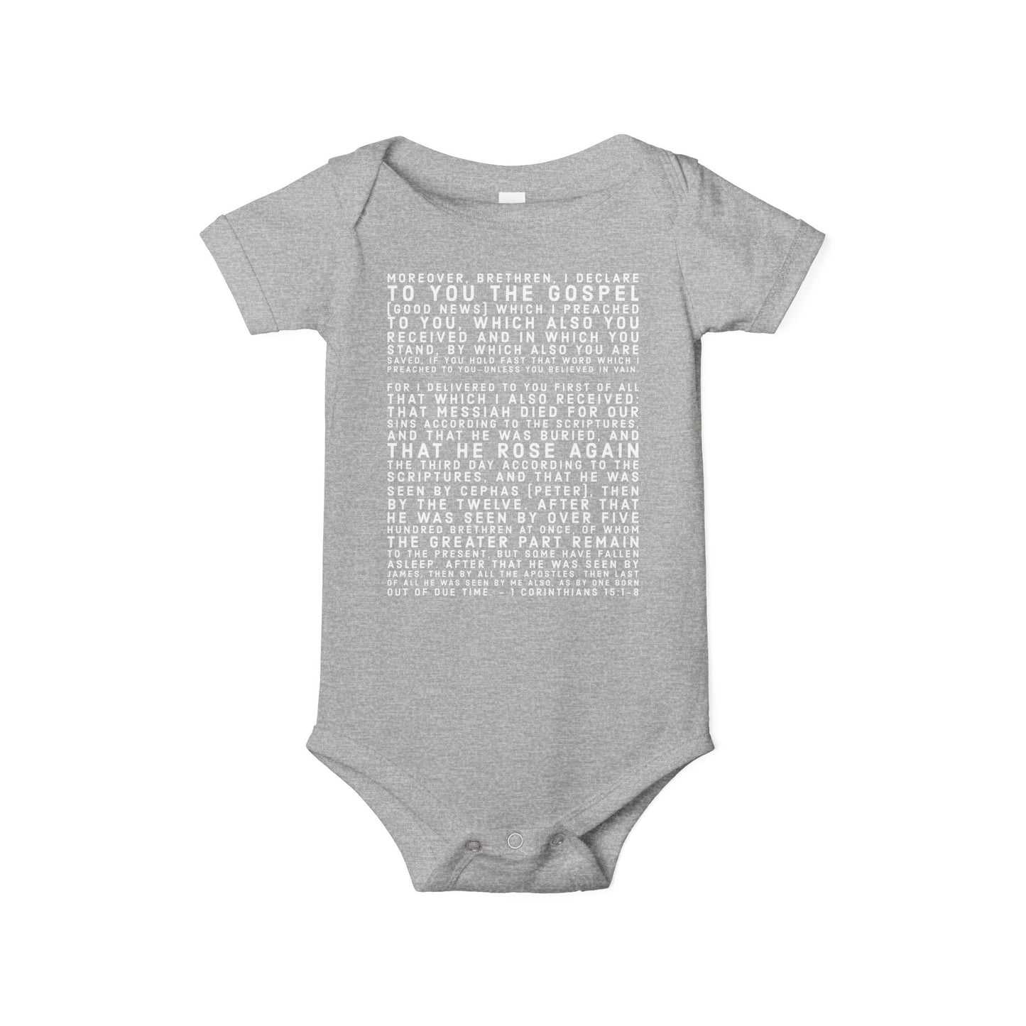 'I declare to you the gospel' - Front Text, Light Lettered Edition - (8 Color Options) - Infant Jersey One Piece