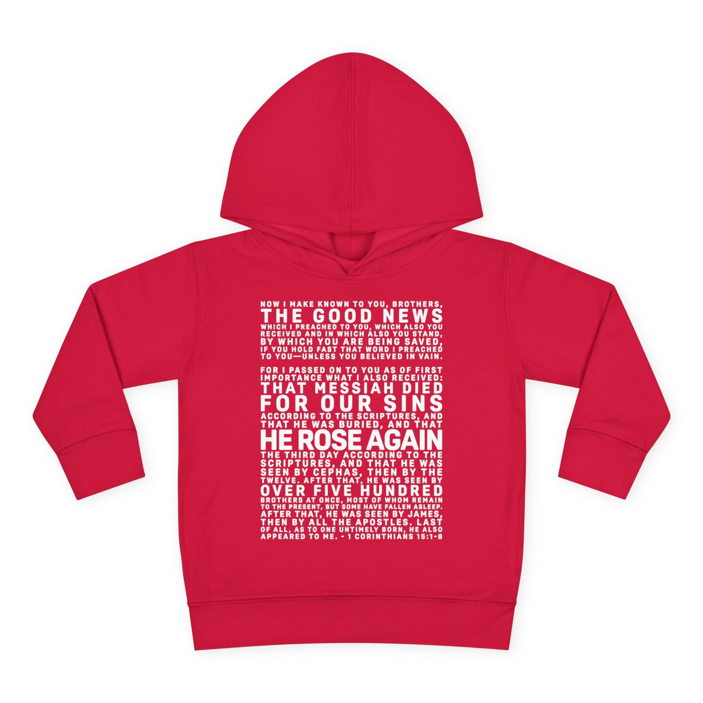 The Gospel - Toddler Pullover Hoodie - Front Text, Light Lettered Edition - (15 Colors)