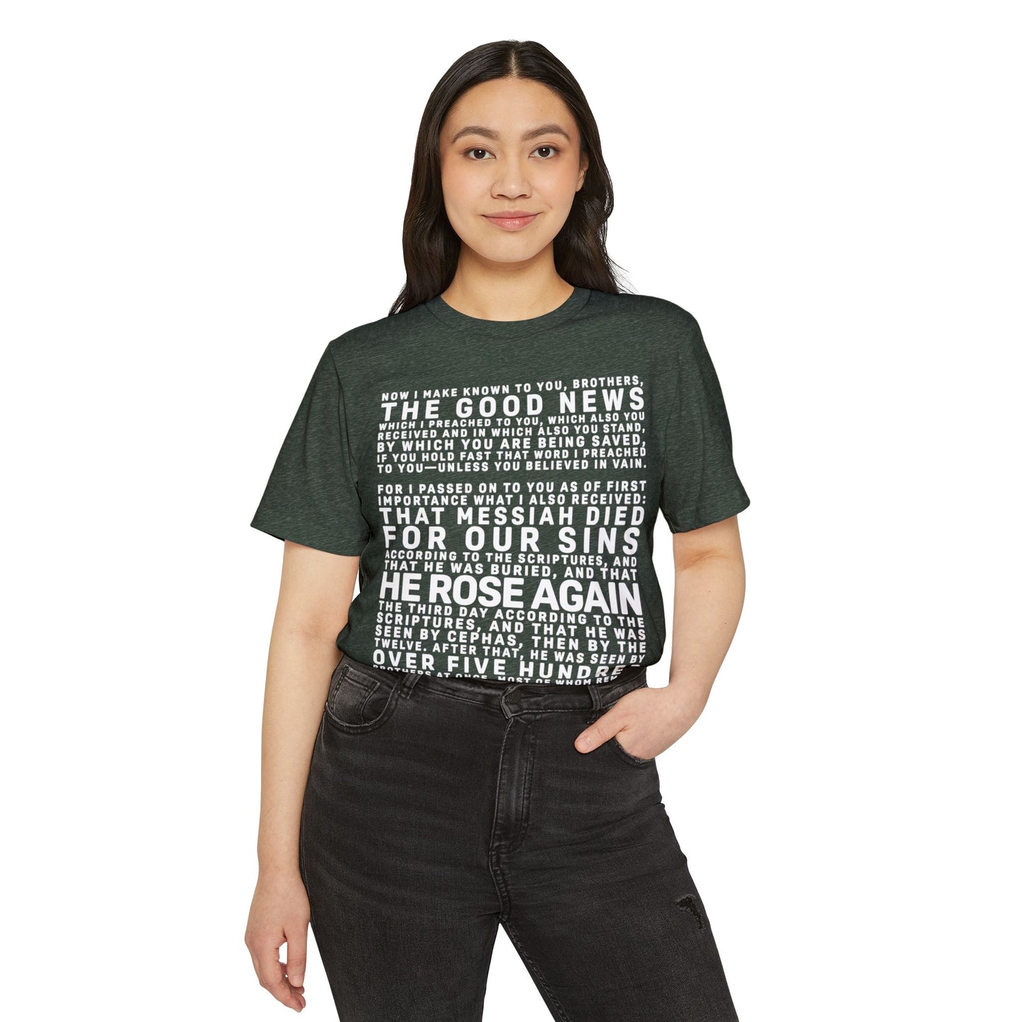 The Gospel - Adult Unisex Premium Organic Tee - Front Text, Light-Lettered Edition - (7 Colors)