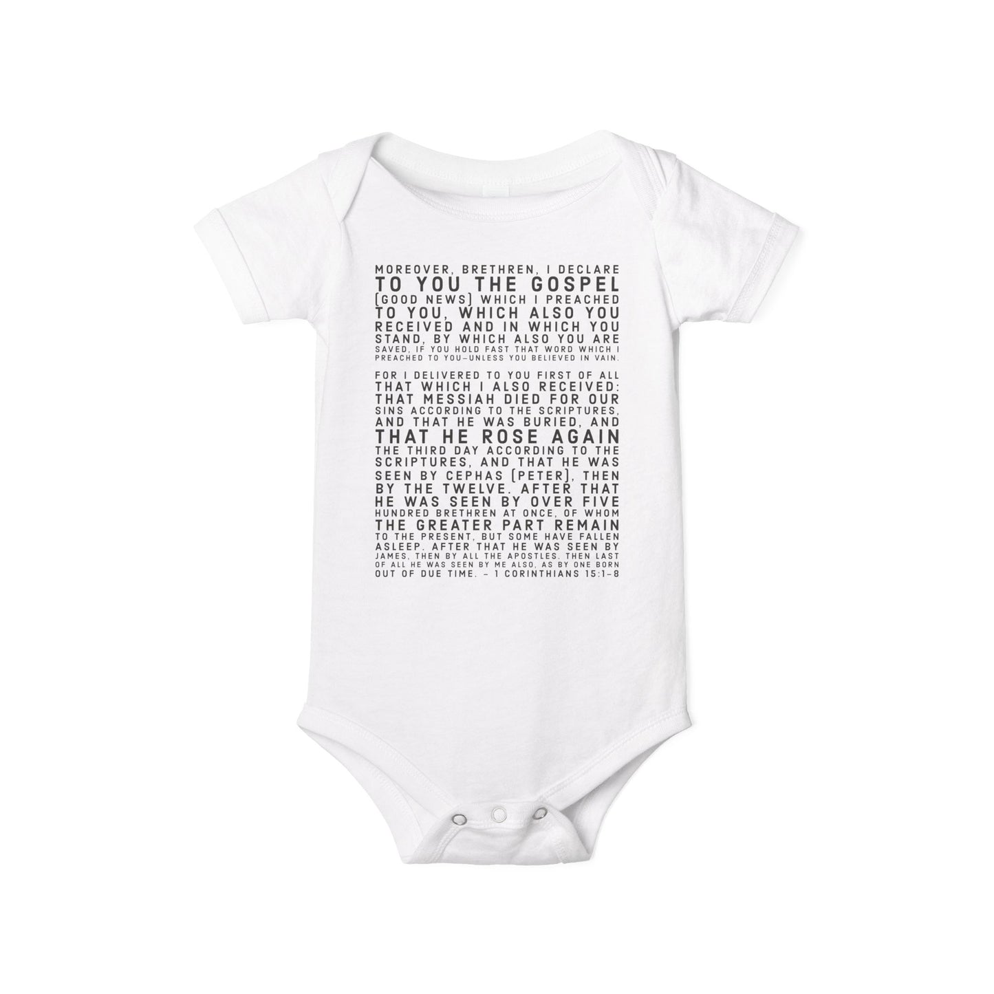 'I declare to you the gospel' - Front Text, Dark Lettered Edition - (7 Color Options) - Infant Jersey One Piece