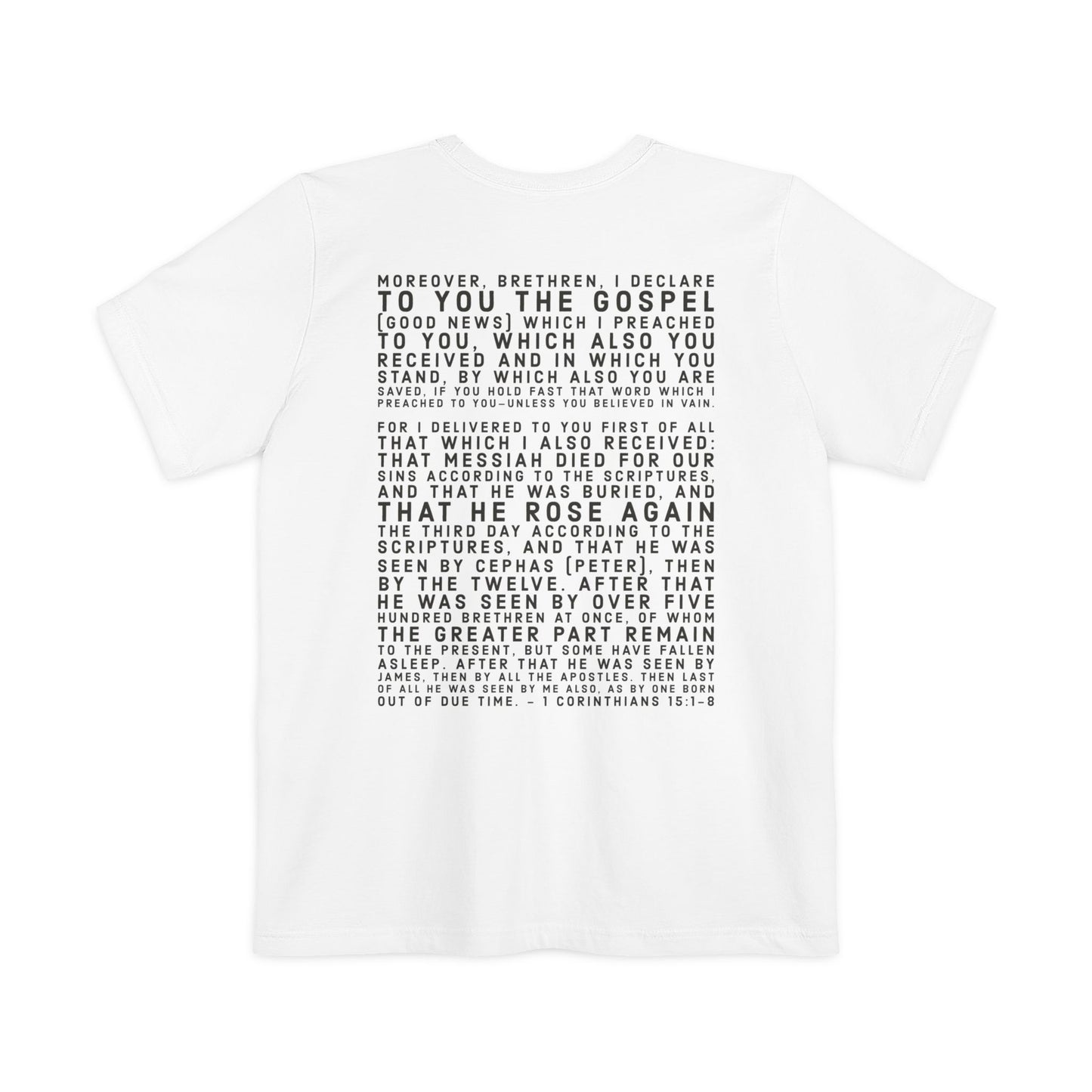 'I declare to you the gospel' - Back Text, Dark-Lettered Edition - (2 Color Options) - Adult Unisex Pocket T-shirt