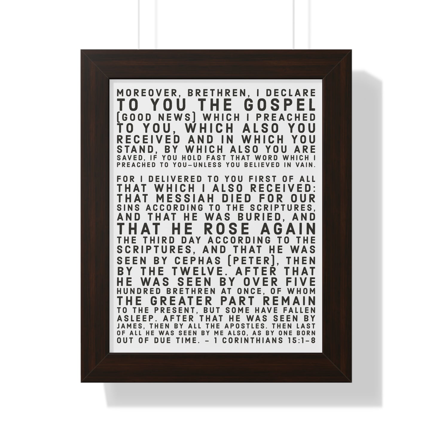 'I declare to you the gospel' - (4 Size and 3 Frame Color Options) - Framed Vertical Poster