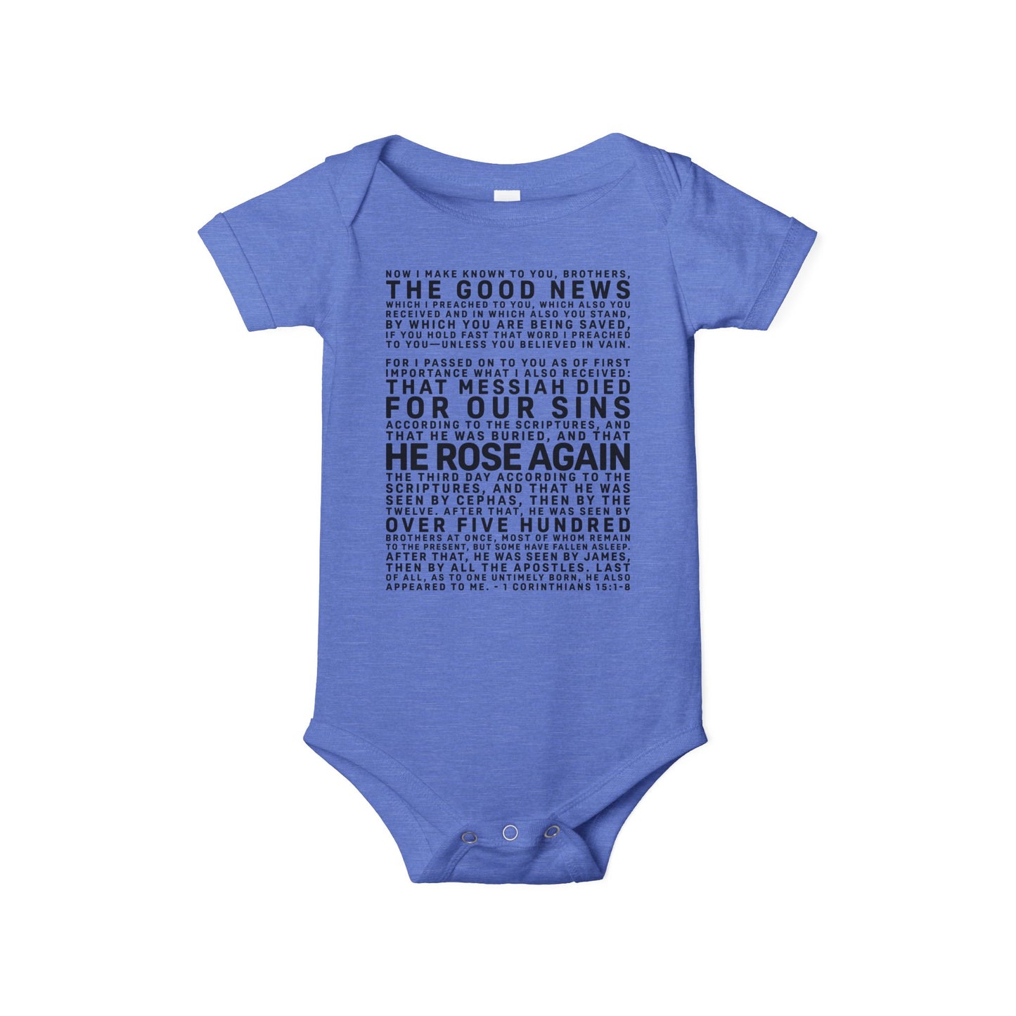 The Gospel - Infant (3M-24M) One Piece - Front Text, Dark Lettered Edition - (8 Colors)