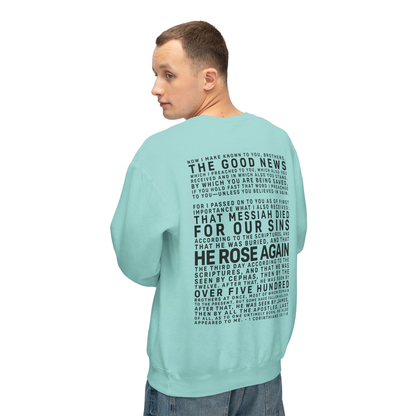 The Gospel - Adult Unisex Crewneck Sweatshirt - Back Text, Dark Lettered Edition - (12 Colors)