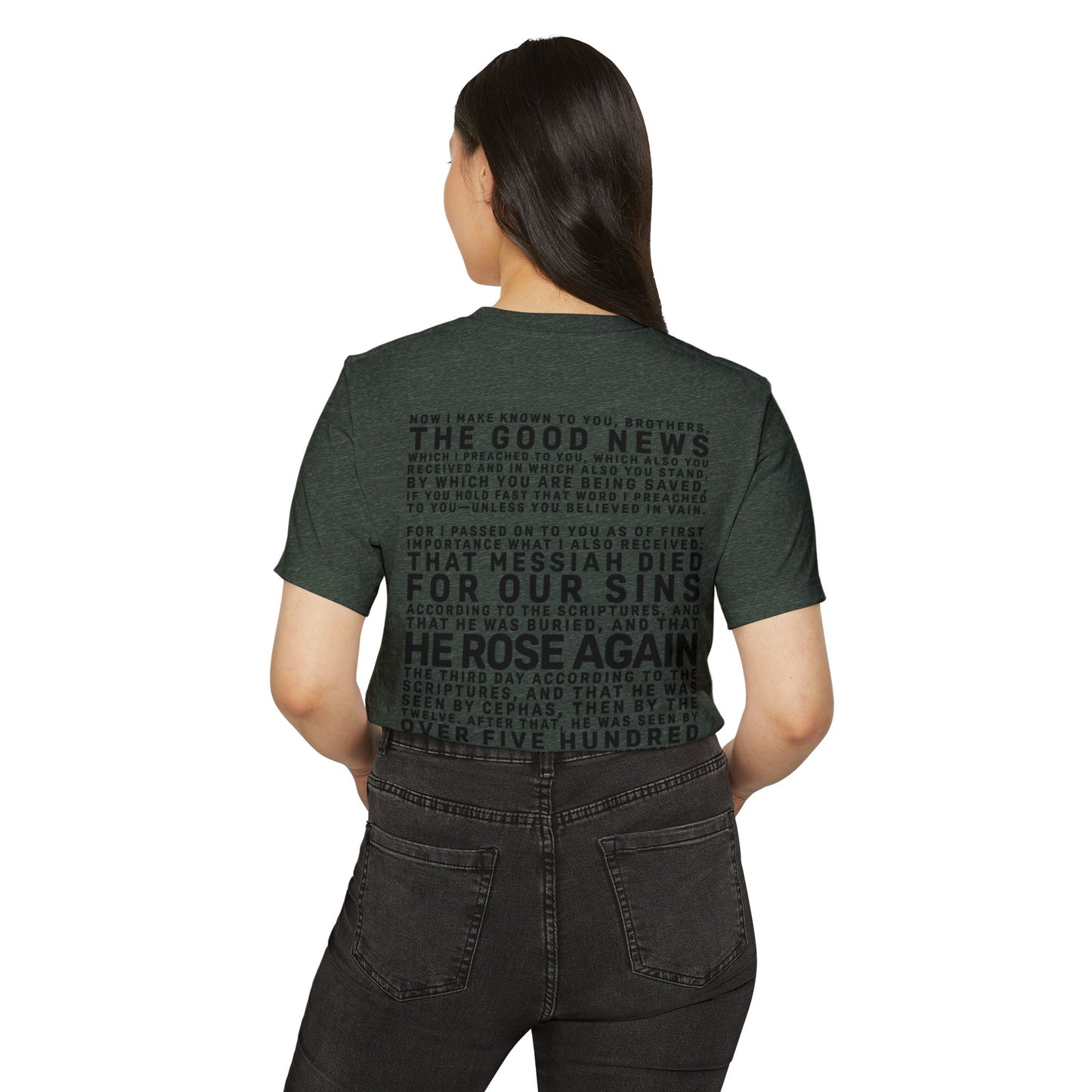 The Gospel - Adult Unisex Premium Organic Tee - Back Text, Dark-Lettered Edition - (7 Colors)