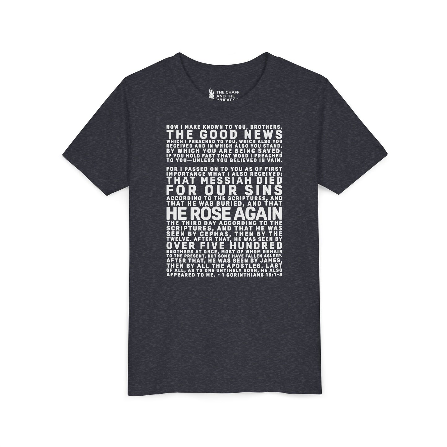 The Gospel - Youth Short Sleeve Tee - Back Text, Light-Lettered Edition - (22 Colors)