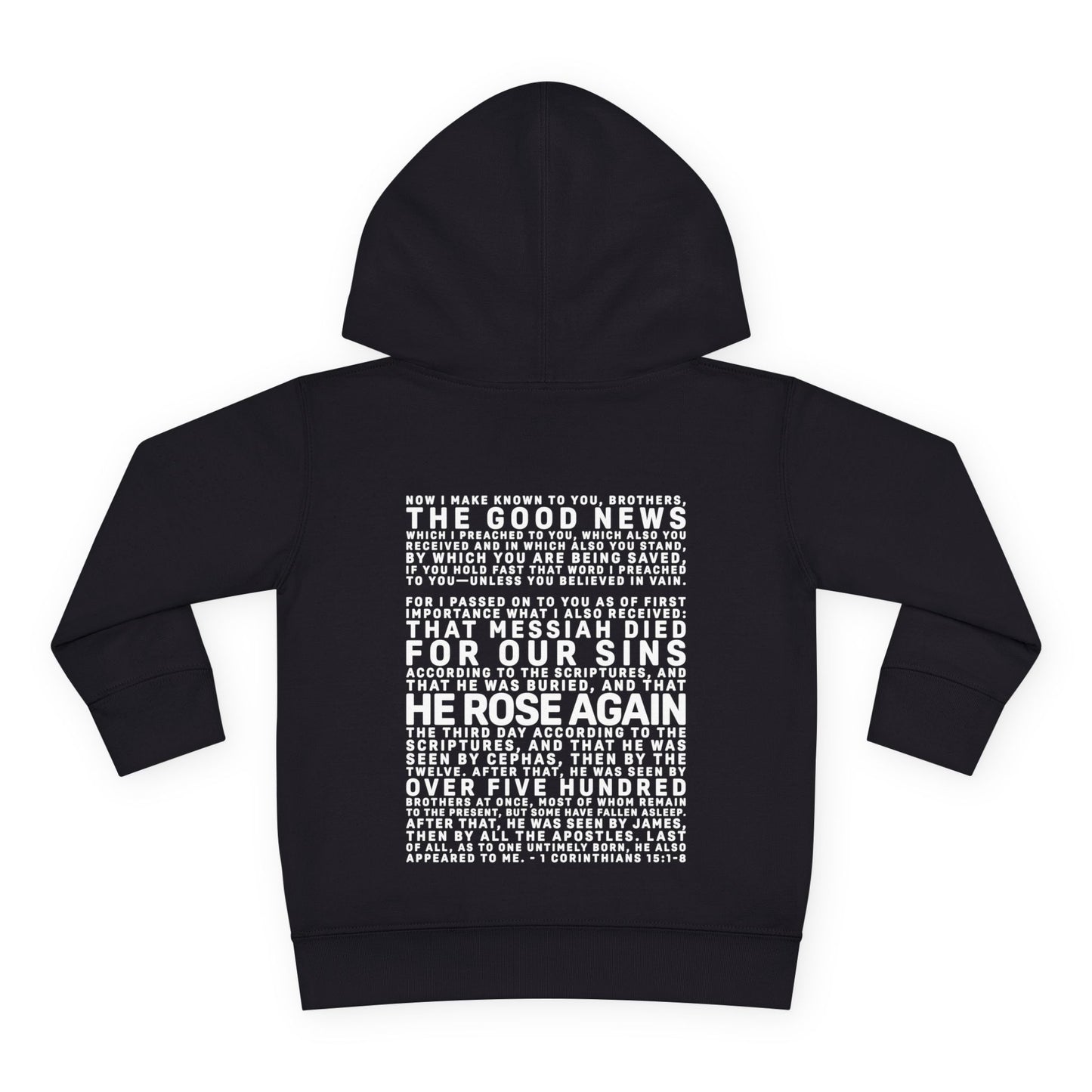 The Gospel - Toddler Pullover Hoodie - Back Text, Light Lettered Edition - (15 Colors)