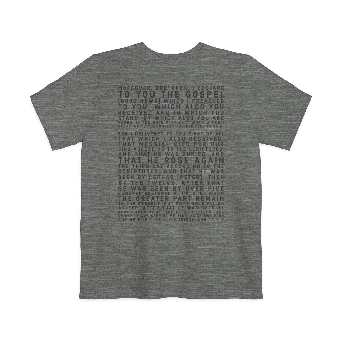 'I declare to you the gospel' - Back Text, Dark-Lettered Edition - (2 Color Options) - Adult Unisex Pocket T-shirt