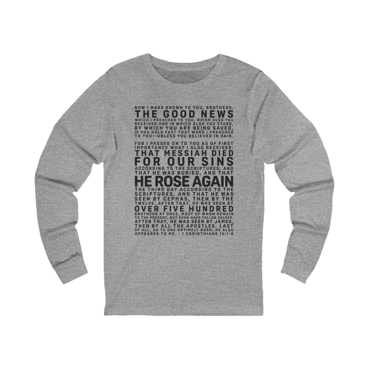 The Gospel - Adult Unisex Long Sleeve Tee - Front Text, Dark Lettered Edition - (8 Colors)