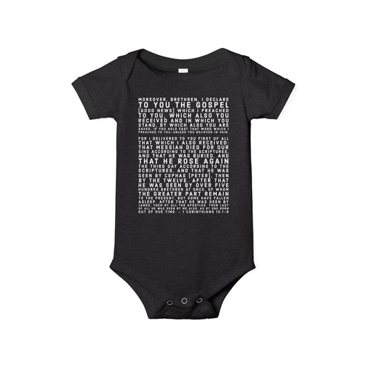 'I declare to you the gospel' - Front Text, Light Lettered Edition - (8 Color Options) - Infant Jersey One Piece
