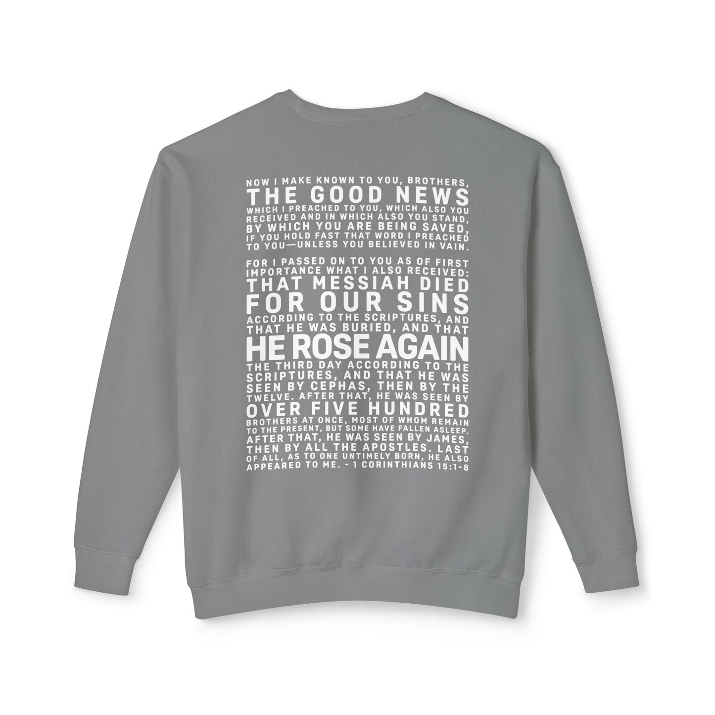 The Gospel - Adult Unisex Crewneck Sweatshirt - Back Text, Light Lettered Edition - (11 Colors)