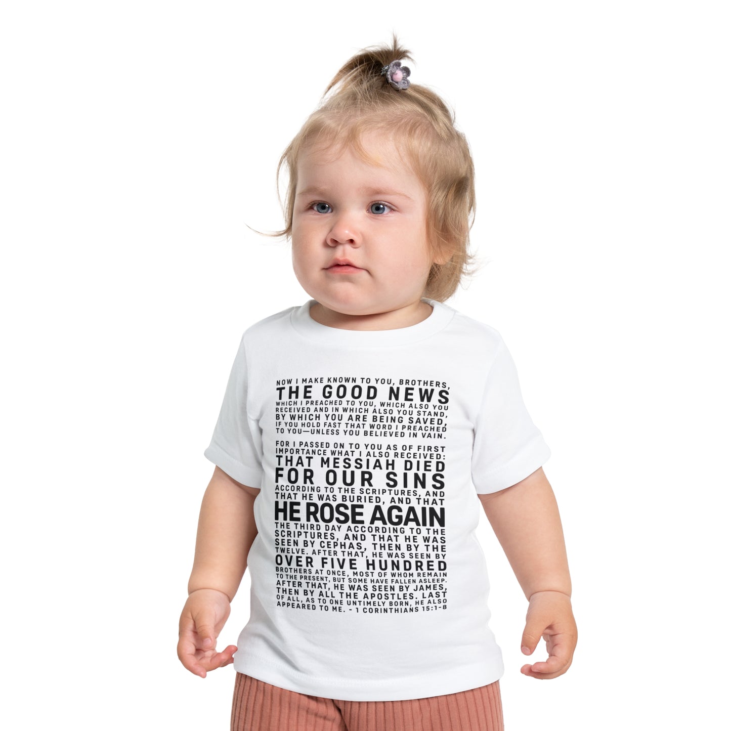 The Gospel - Infant (3M-24M) Short Sleeve Tee - Front Text, Dark-Lettered Edition - (6 Colors)