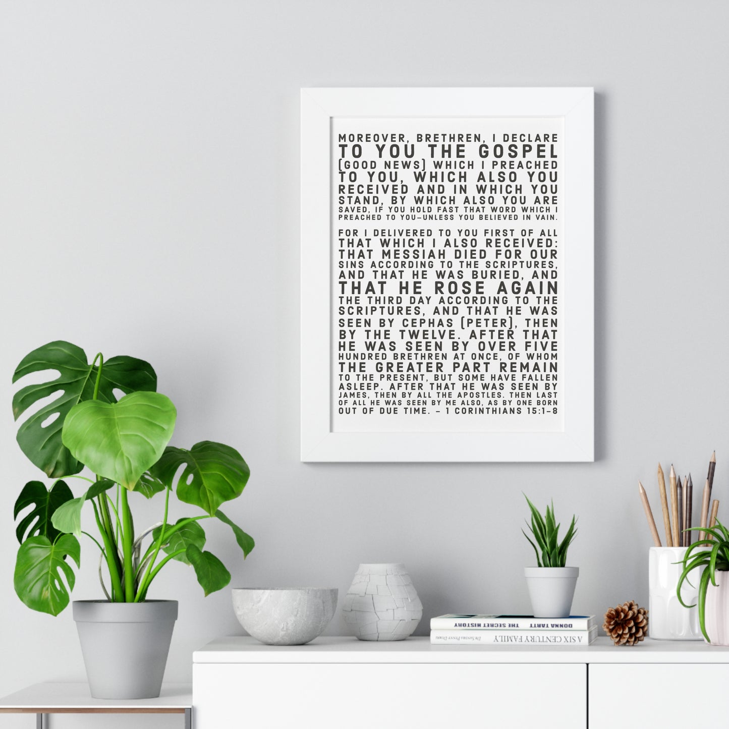 'I declare to you the gospel' - (4 Size and 3 Frame Color Options) - Framed Vertical Poster