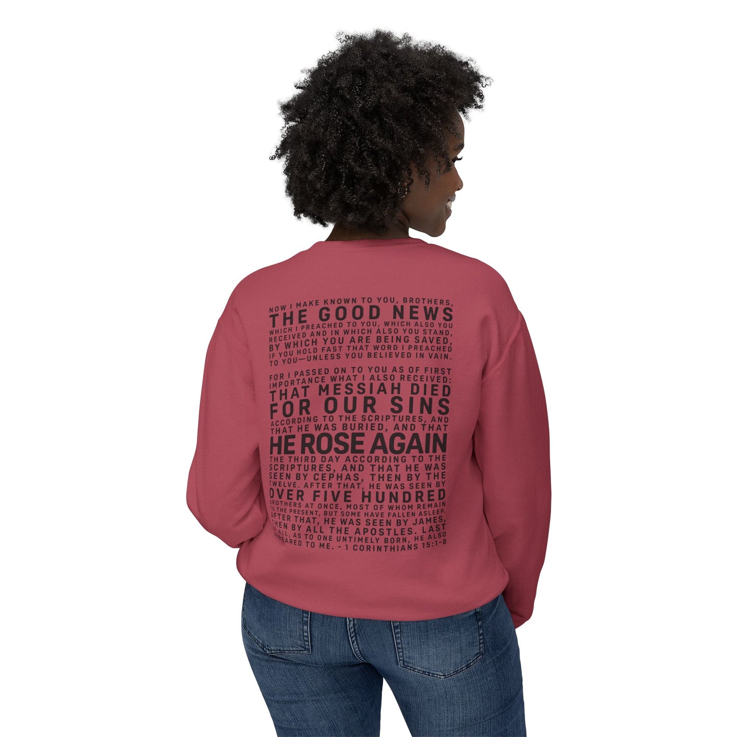 The Gospel - Adult Unisex Crewneck Sweatshirt - Back Text, Dark Lettered Edition - (12 Colors)