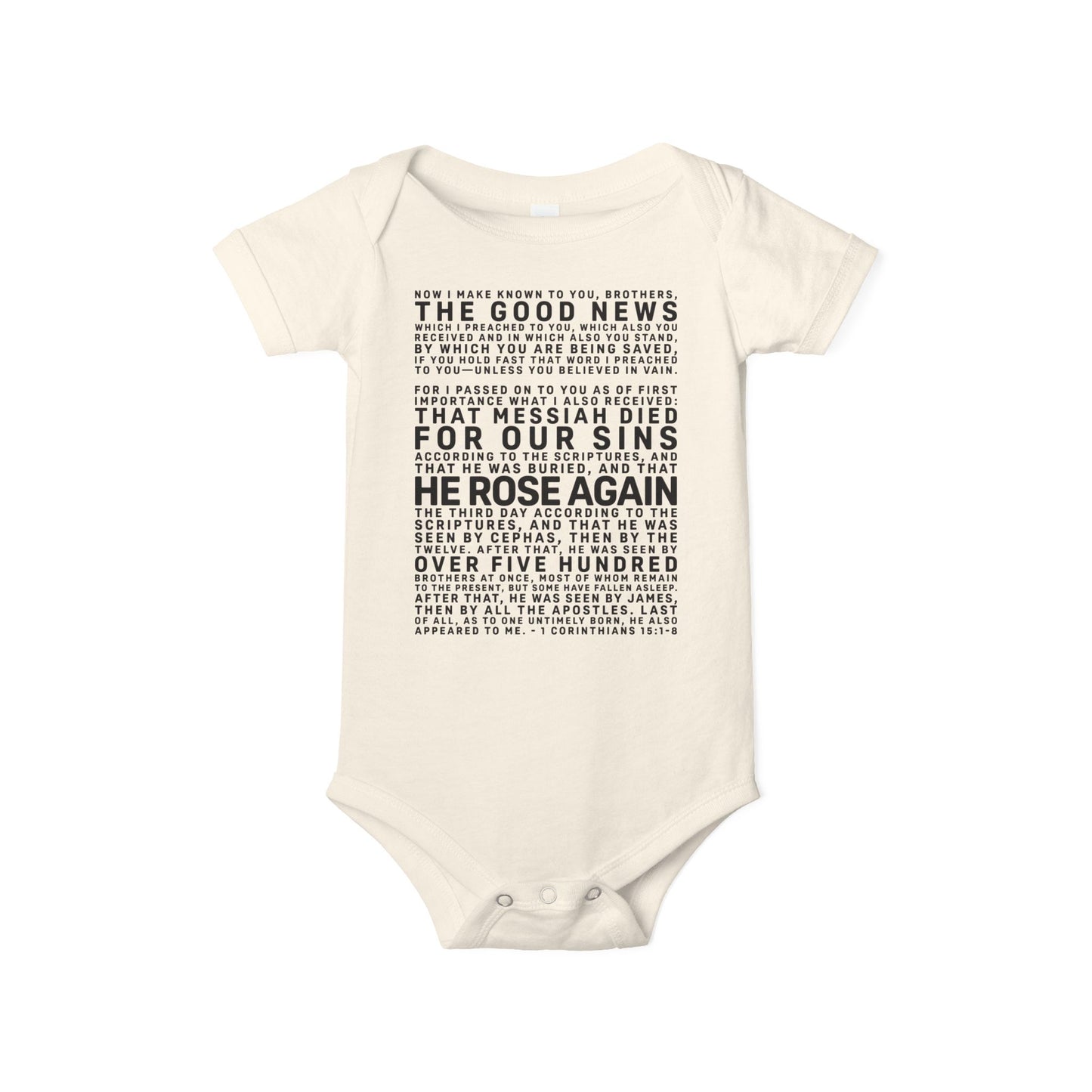 The Gospel - Infant (3M-24M) One Piece - Front Text, Dark Lettered Edition - (8 Colors)