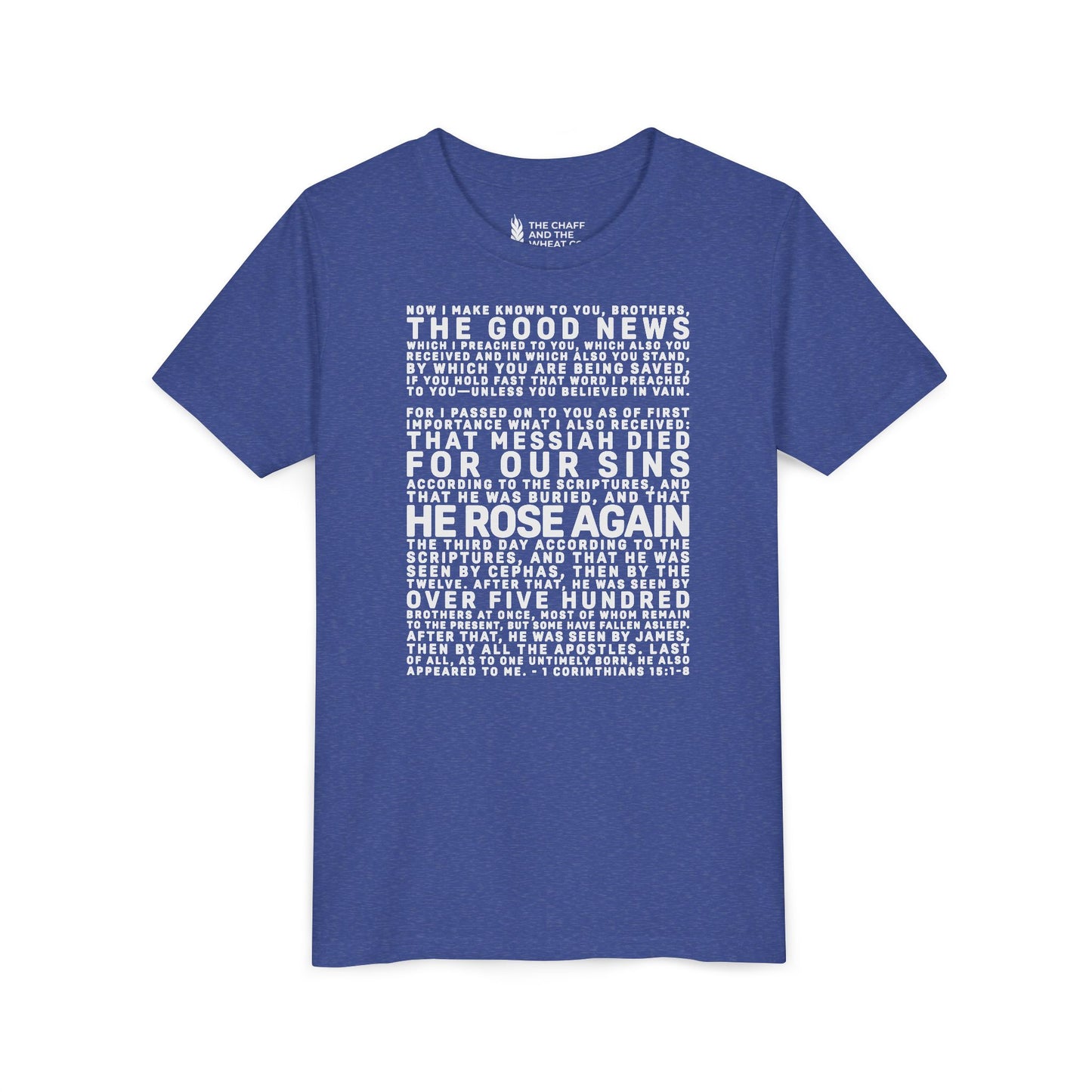 The Gospel - Youth Short Sleeve Tee - Back Text, Light-Lettered Edition - (22 Colors)