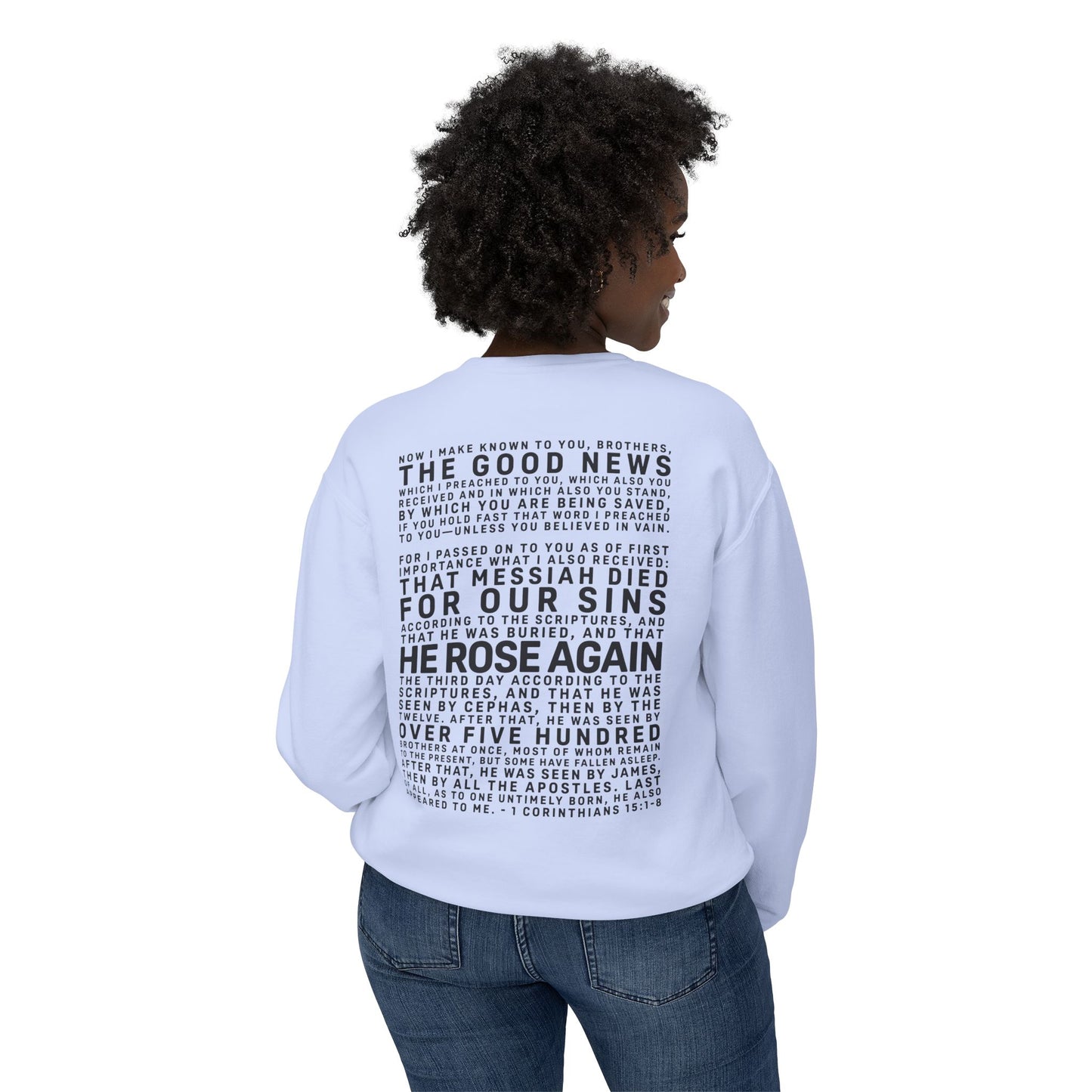 The Gospel - Adult Unisex Crewneck Sweatshirt - Back Text, Dark Lettered Edition - (12 Colors)