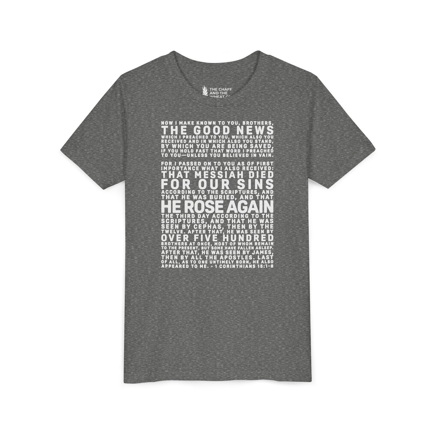The Gospel - Youth Short Sleeve Tee - Back Text, Light-Lettered Edition - (22 Colors)