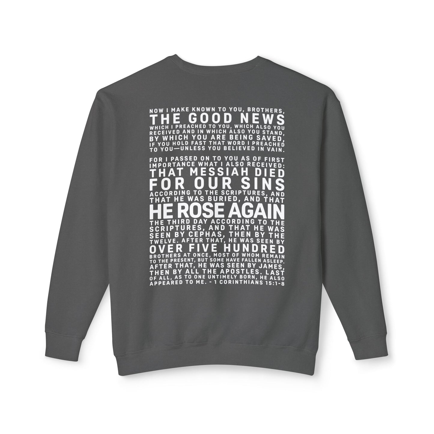 The Gospel - Adult Unisex Crewneck Sweatshirt - Back Text, Light Lettered Edition - (11 Colors)