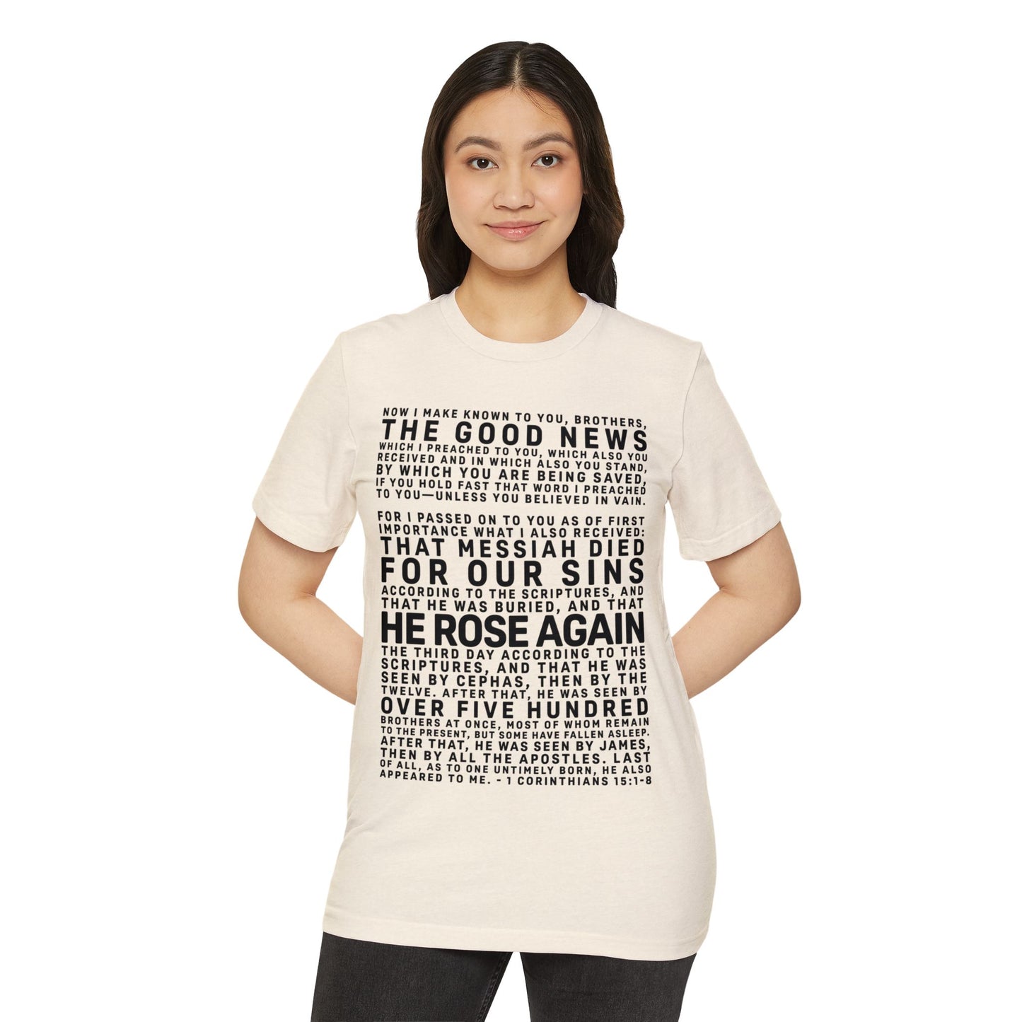 The Gospel - Adult Unisex Premium Organic Tee - Front Text, Dark-Lettered Edition - (7 Colors)