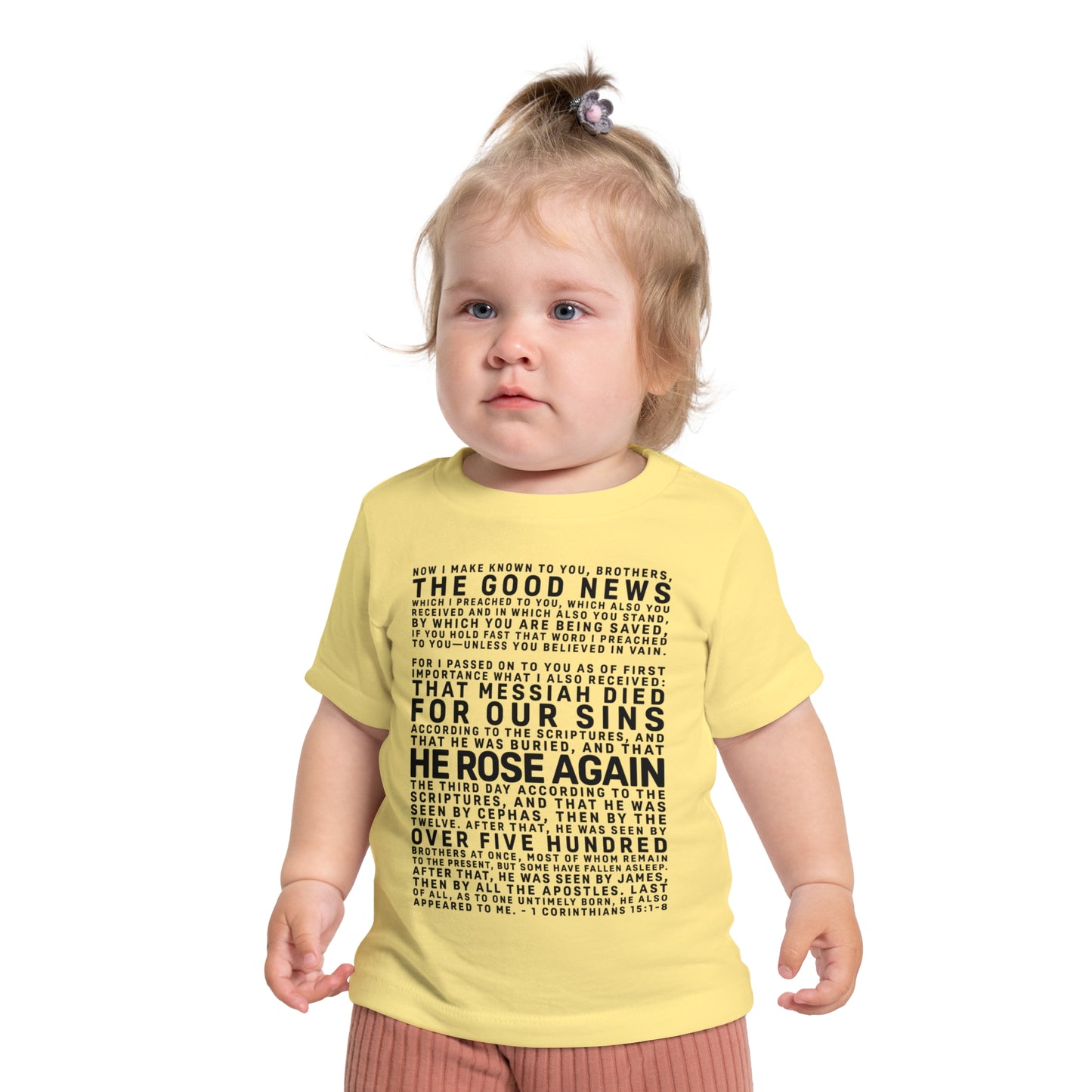 The Gospel - Infant (3M-24M) Short Sleeve Tee - Front Text, Dark-Lettered Edition - (6 Colors)