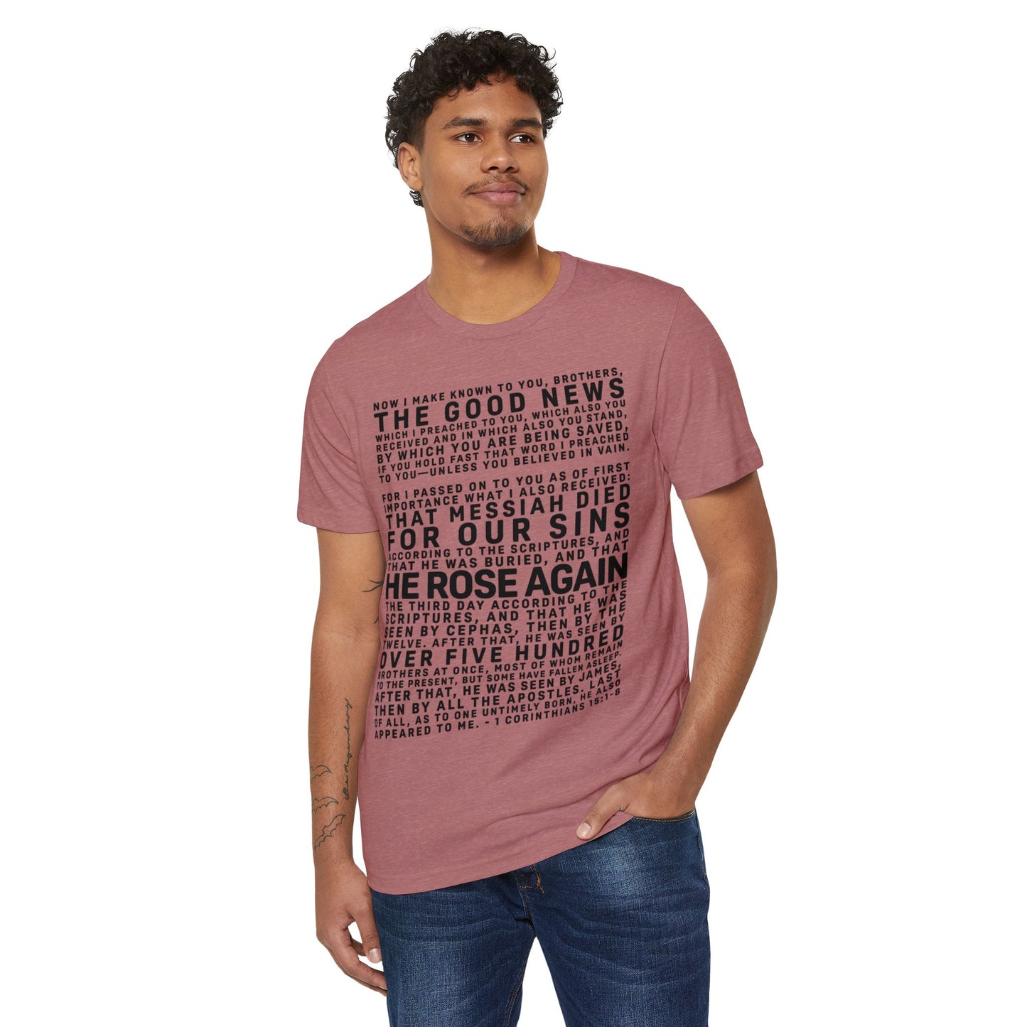 The Gospel - Adult Unisex Premium Organic Tee - Front Text, Dark-Lettered Edition - (7 Colors)