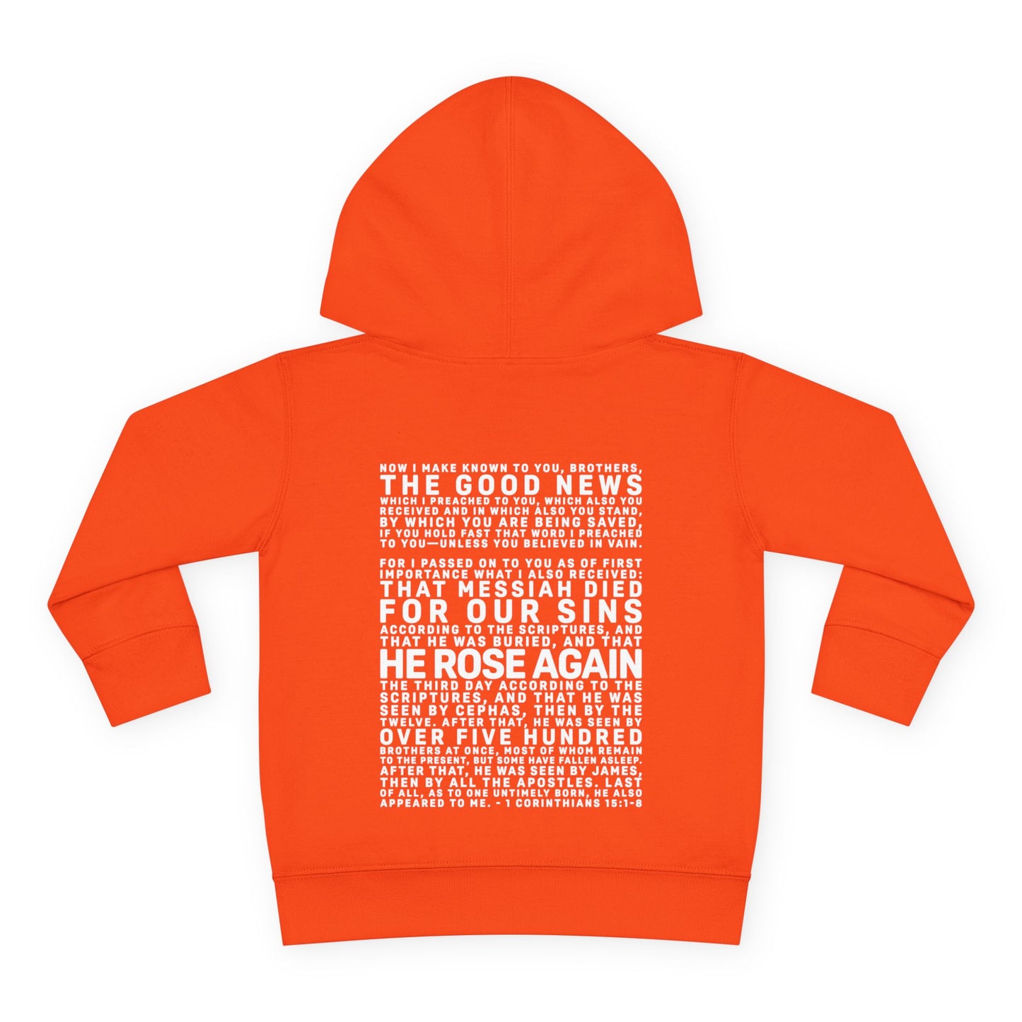The Gospel - Toddler Pullover Hoodie - Back Text, Light Lettered Edition - (15 Colors)