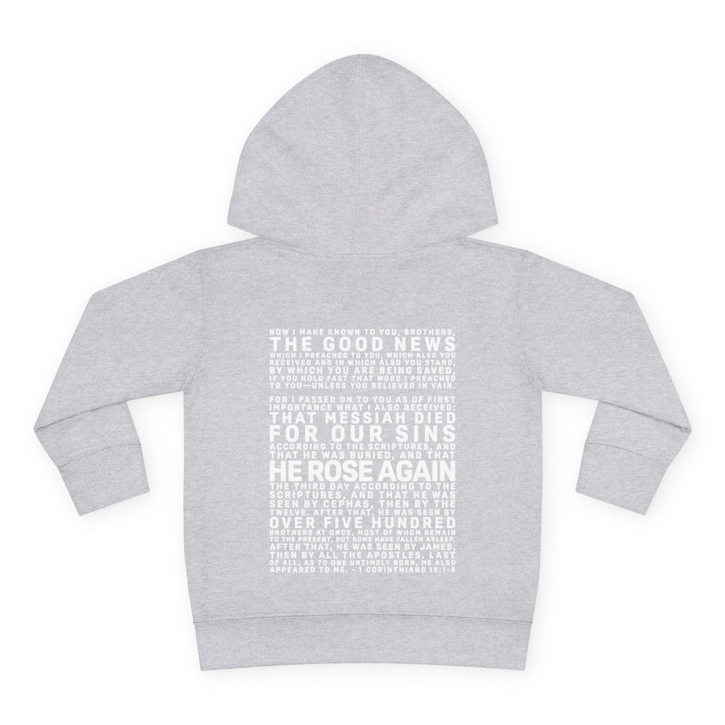 The Gospel - Toddler Pullover Hoodie - Back Text, Light Lettered Edition - (15 Colors)