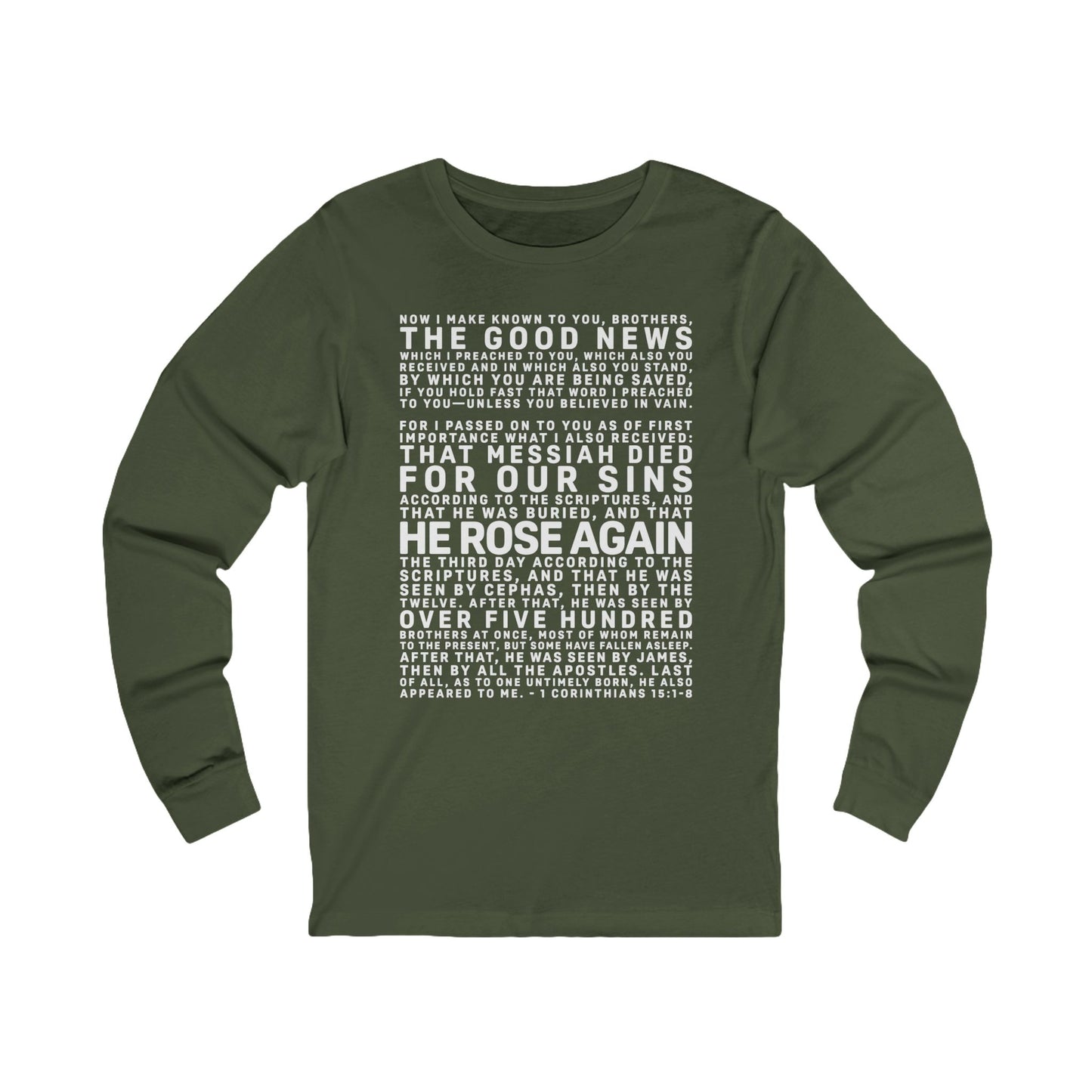 The Gospel - Adult Unisex Long Sleeve Tee - Front Text, Light Lettered Edition - (12 Colors)