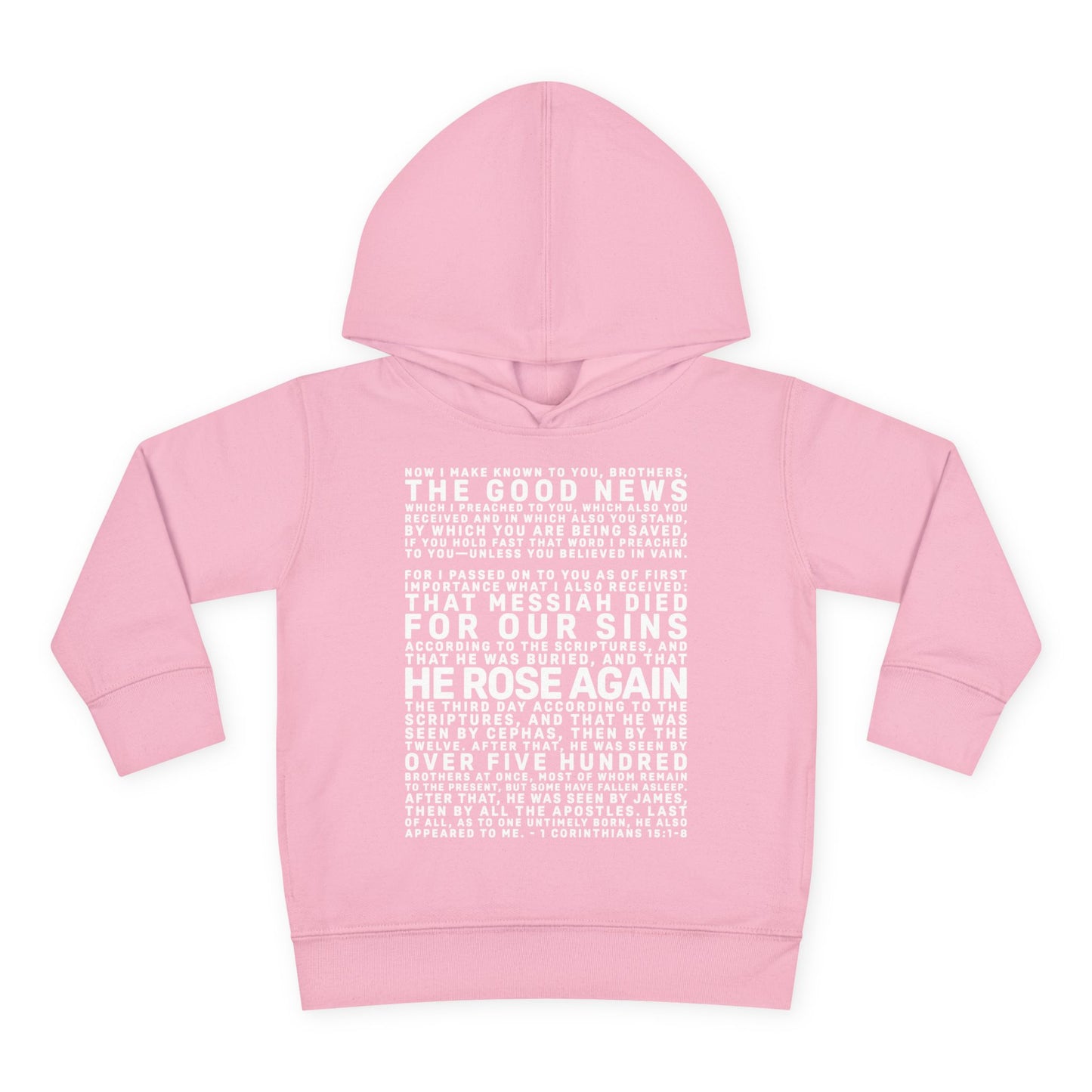The Gospel - Toddler Pullover Hoodie - Front Text, Light Lettered Edition - (15 Colors)