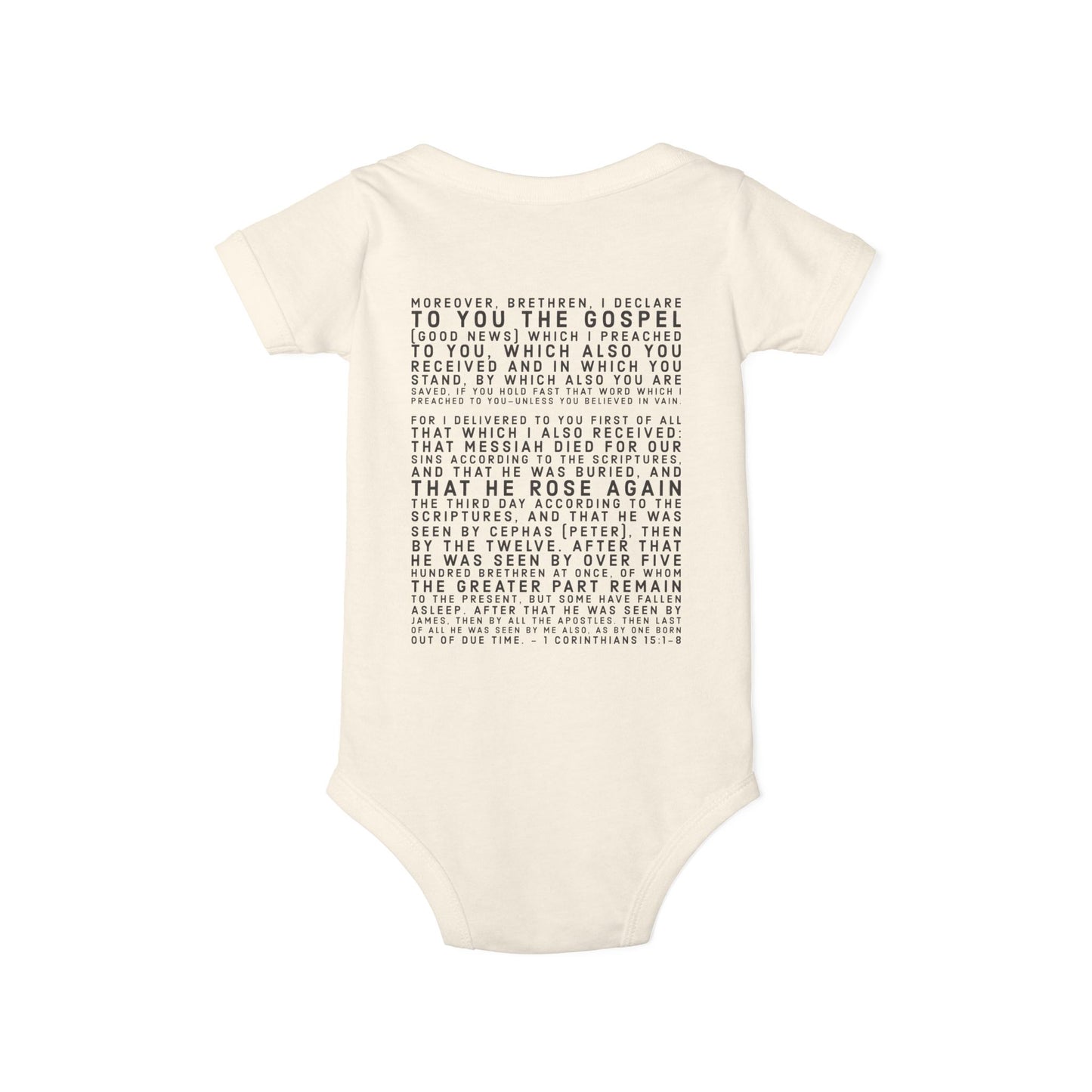 'I declare to you the gospel' - Back Text, Dark Lettered Edition - (7 Color Options) - Infant Jersey One Piece