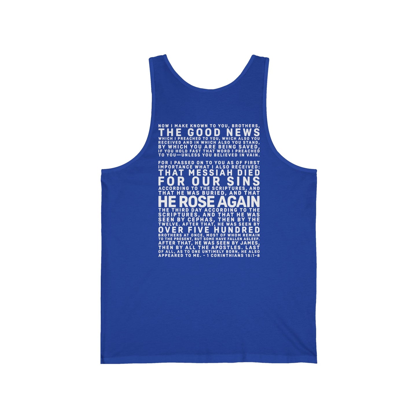 The Gospel - Adult Unisex Tank - Back Text, Light Lettered Edition - (8 Colors)