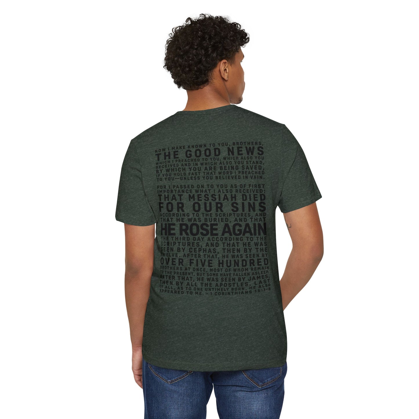 The Gospel - Adult Unisex Premium Organic Tee - Back Text, Dark-Lettered Edition - (7 Colors)
