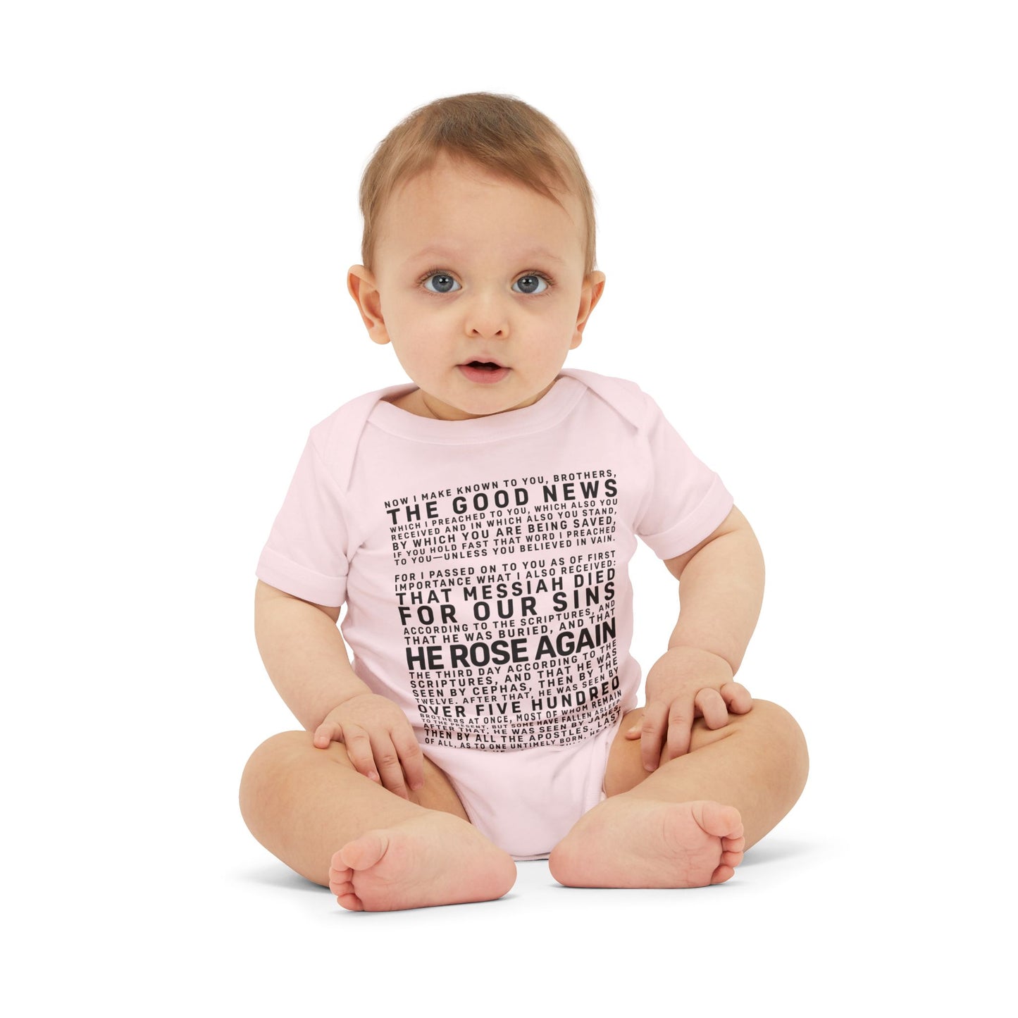 The Gospel - Infant (3M-24M) One Piece - Front Text, Dark Lettered Edition - (8 Colors)