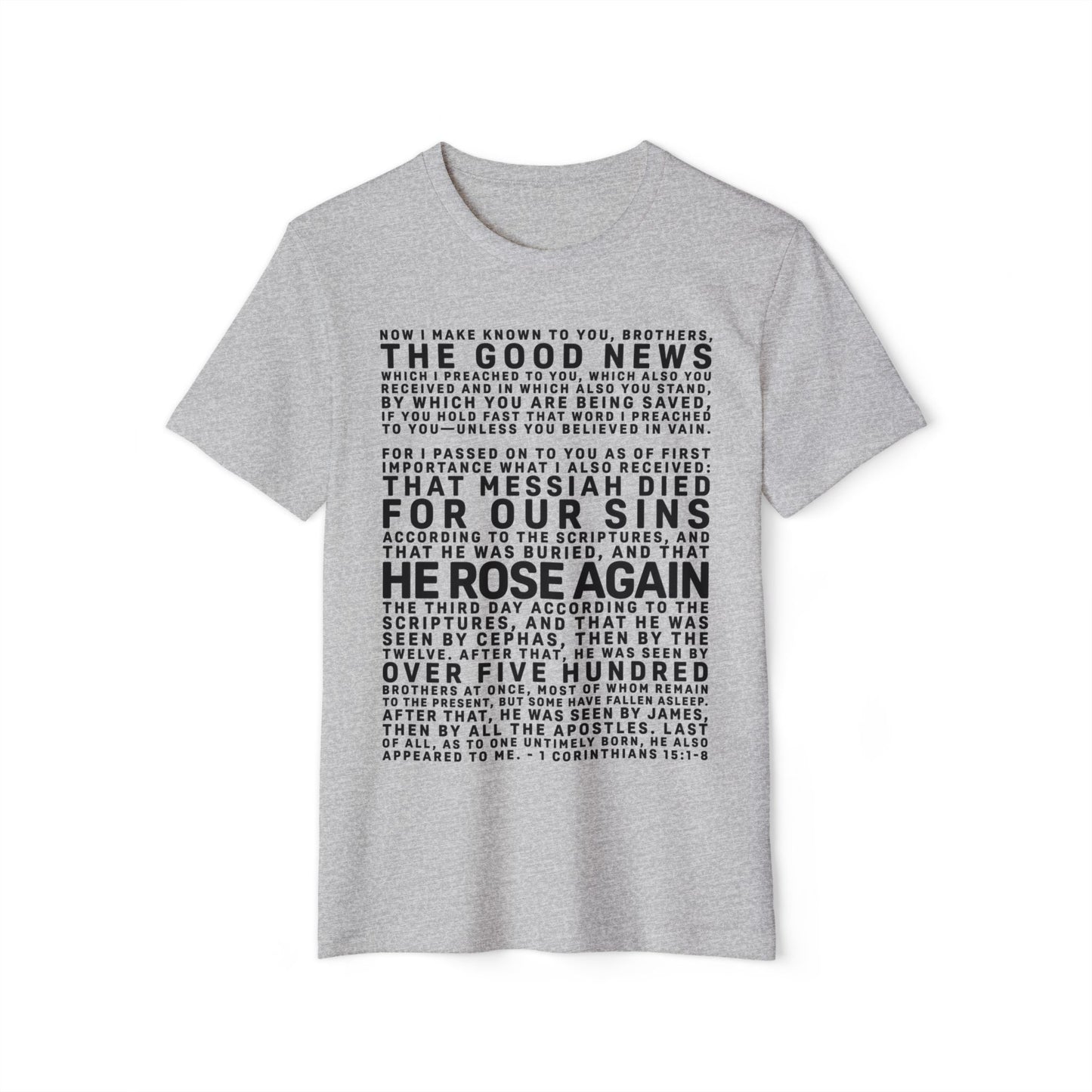 The Gospel - Adult Unisex Premium Organic Tee - Front Text, Dark-Lettered Edition - (7 Colors)