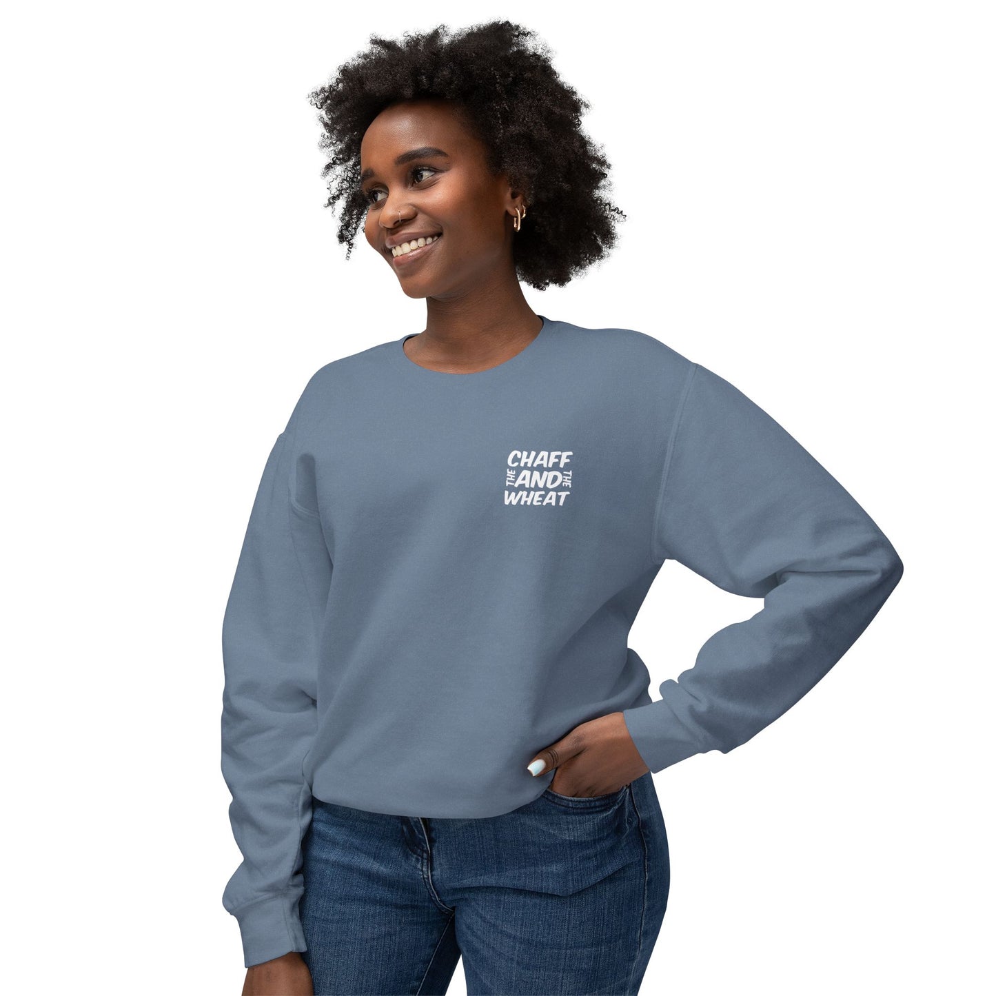'I declare to you the gospel' - Back Text, Light Lettered Edition - (10 Color Options) - Adult Unisex Lightweight Crewneck Sweatshirt