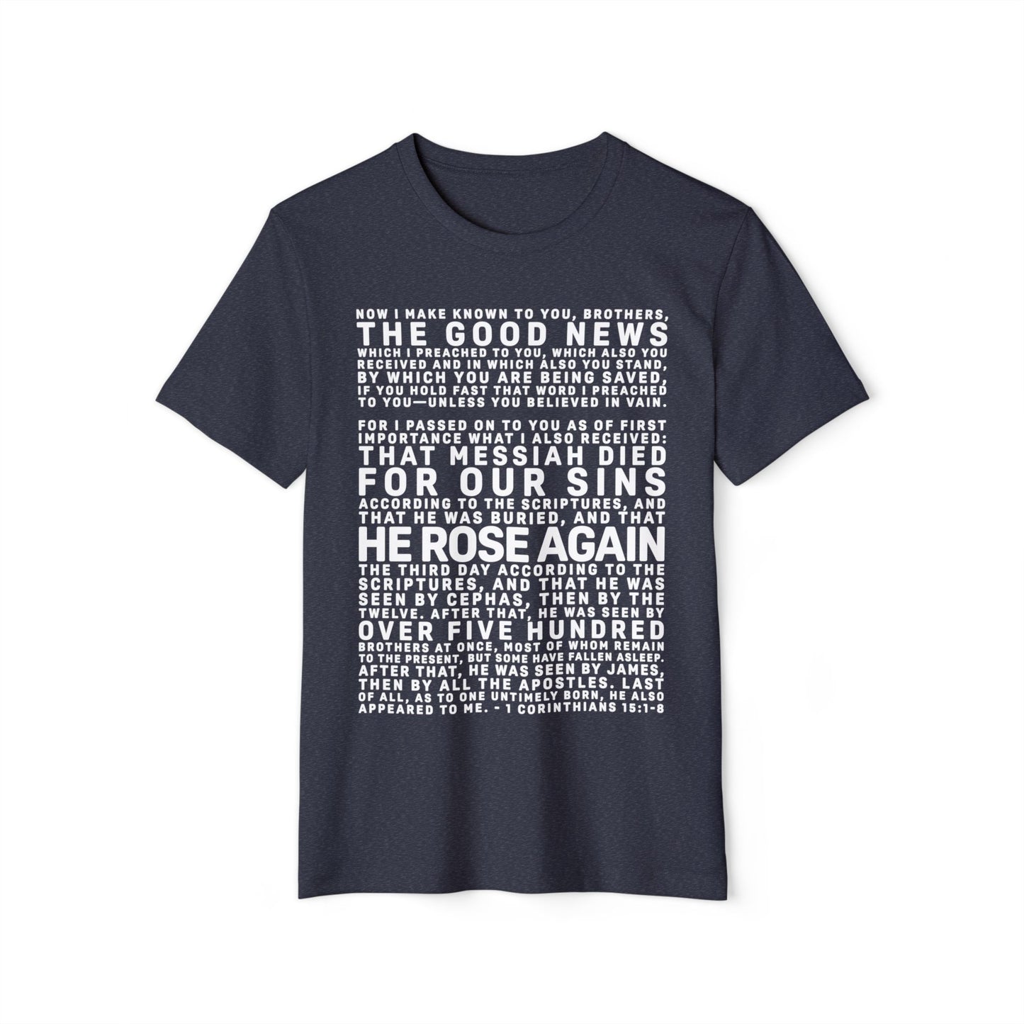 The Gospel - Adult Unisex Premium Organic Tee - Front Text, Light-Lettered Edition - (7 Colors)