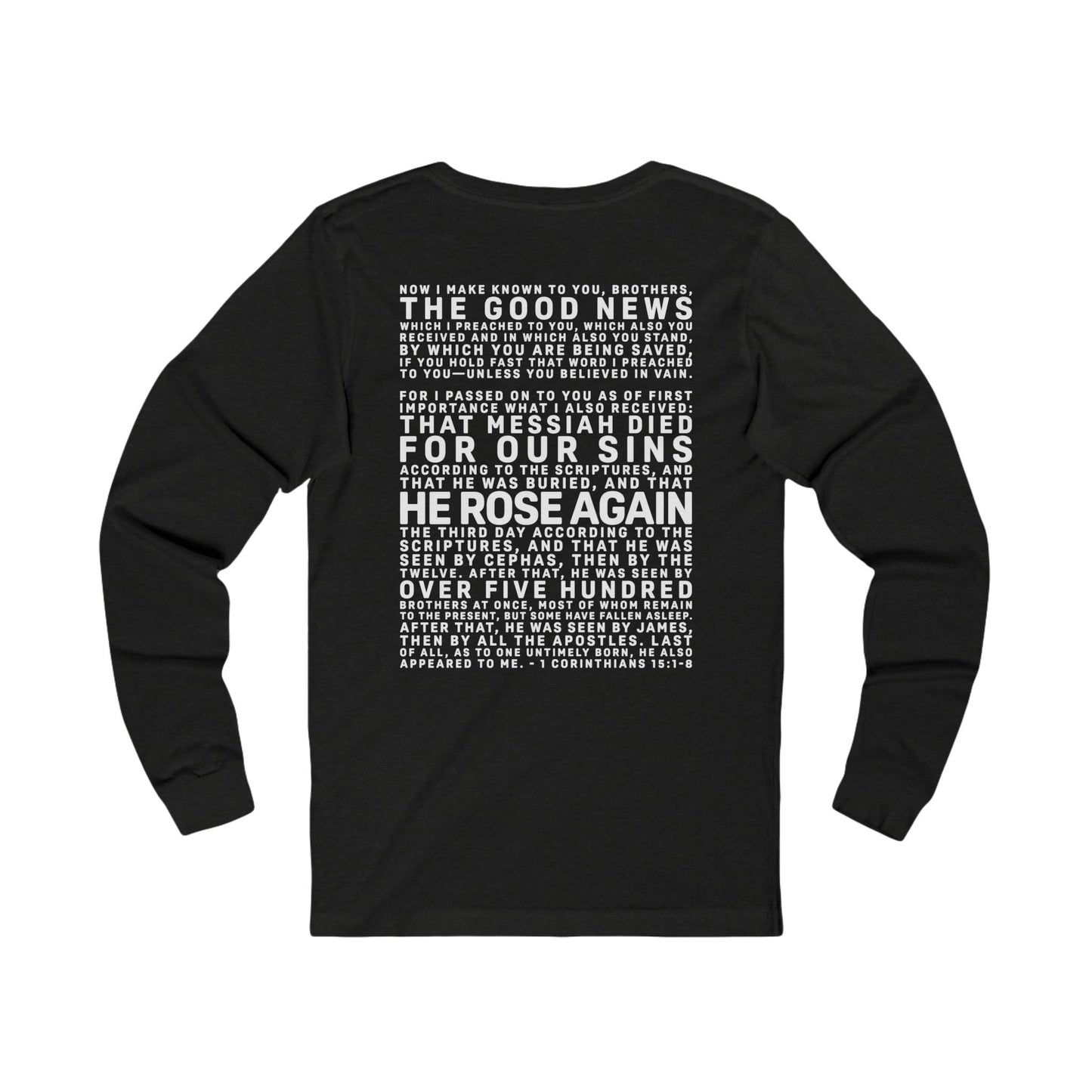 The Gospel - Adult Unisex Long Sleeve Tee - Back Text, Light Lettered Edition - (12 Colors)