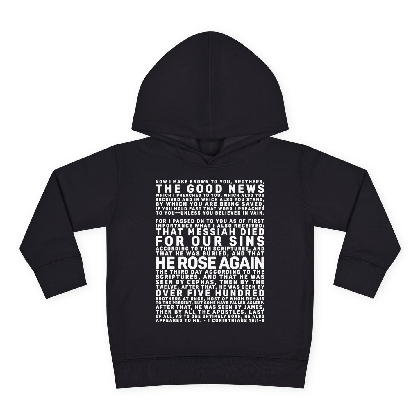 The Gospel - Toddler Pullover Hoodie - Front Text, Light Lettered Edition - (15 Colors)